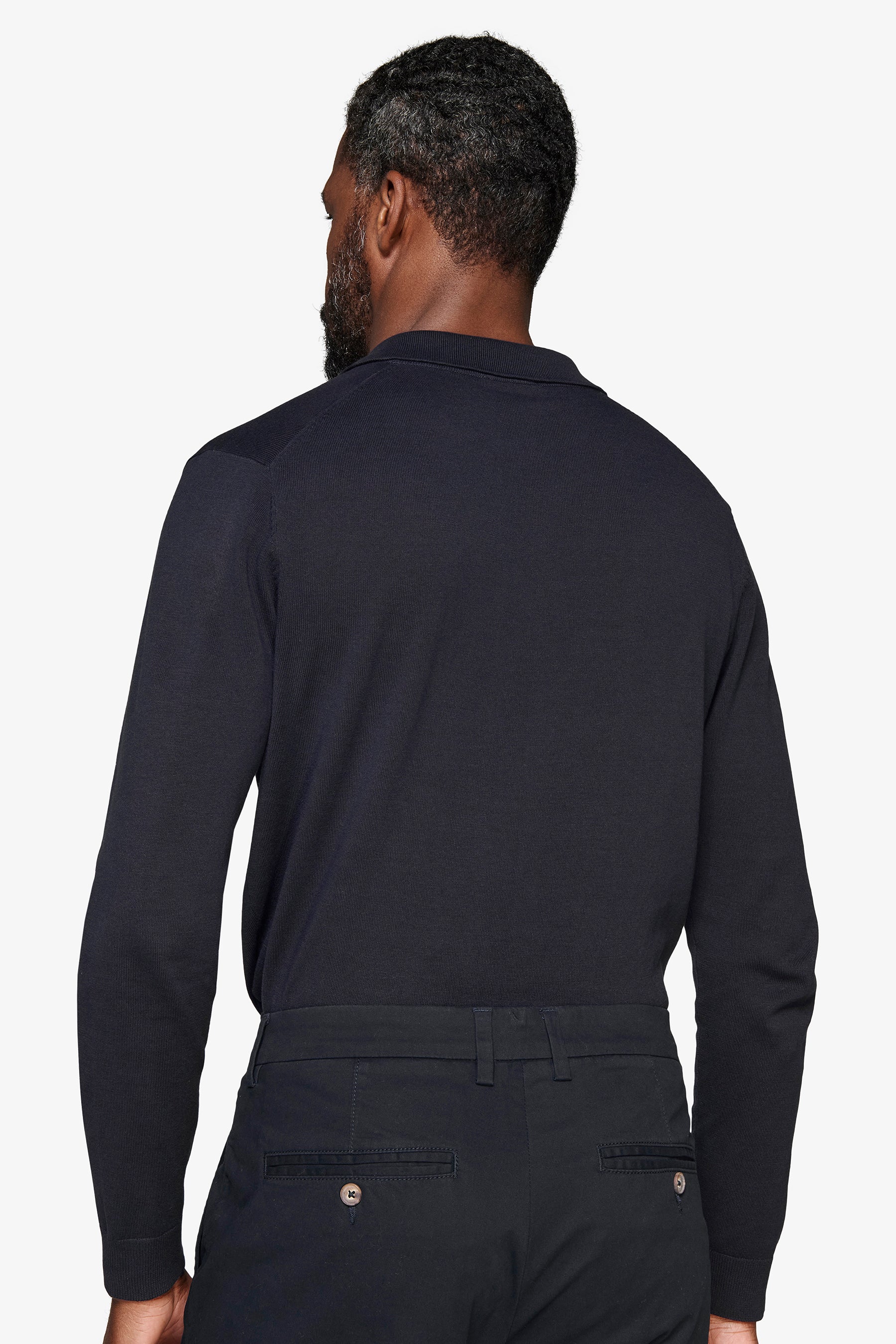 Poloshirt aus Strick mit Knöpfen in Marineblau