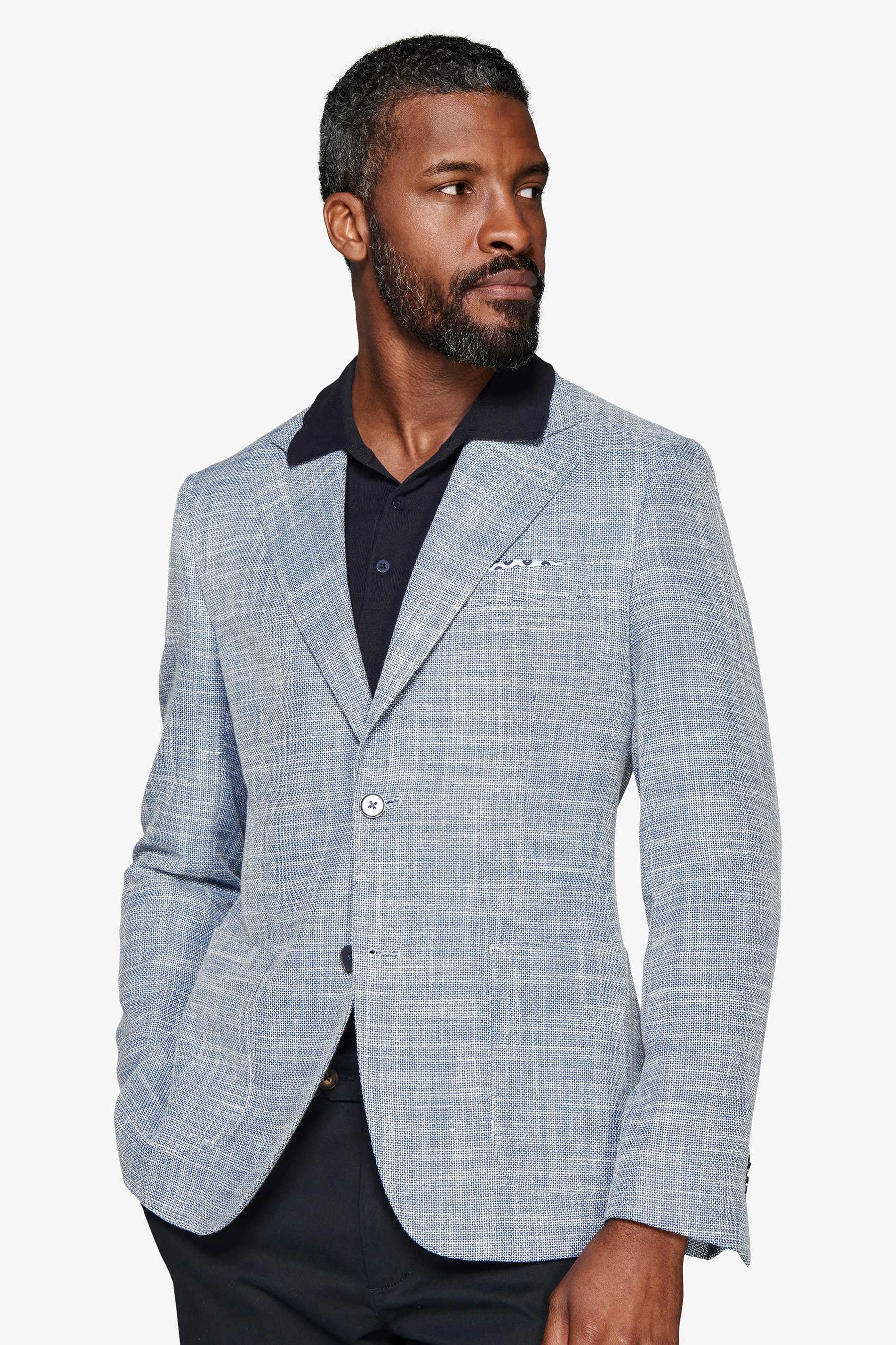 Giacca misto lino armaturata blu-Dan John