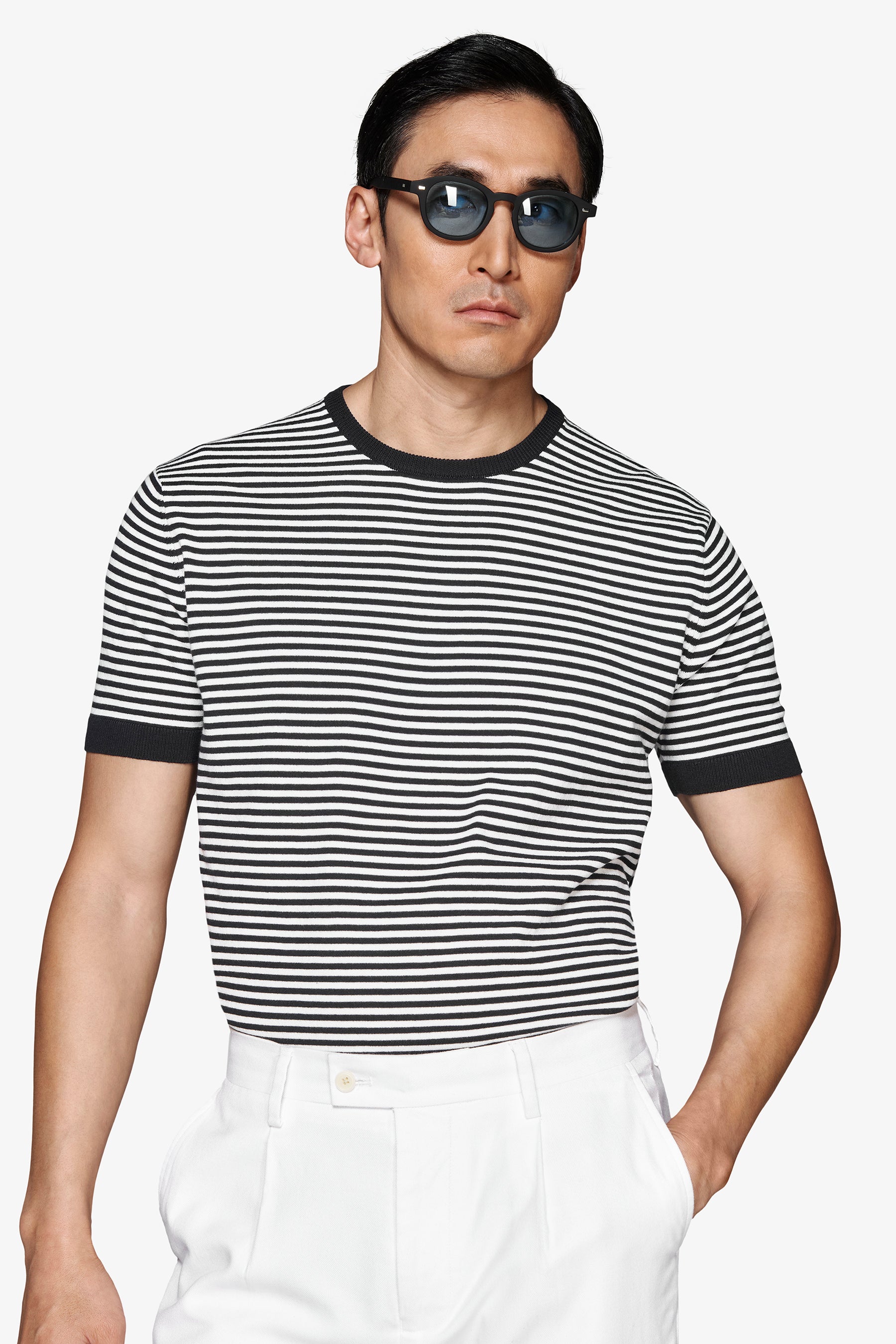 Blue striped crewneck sweater