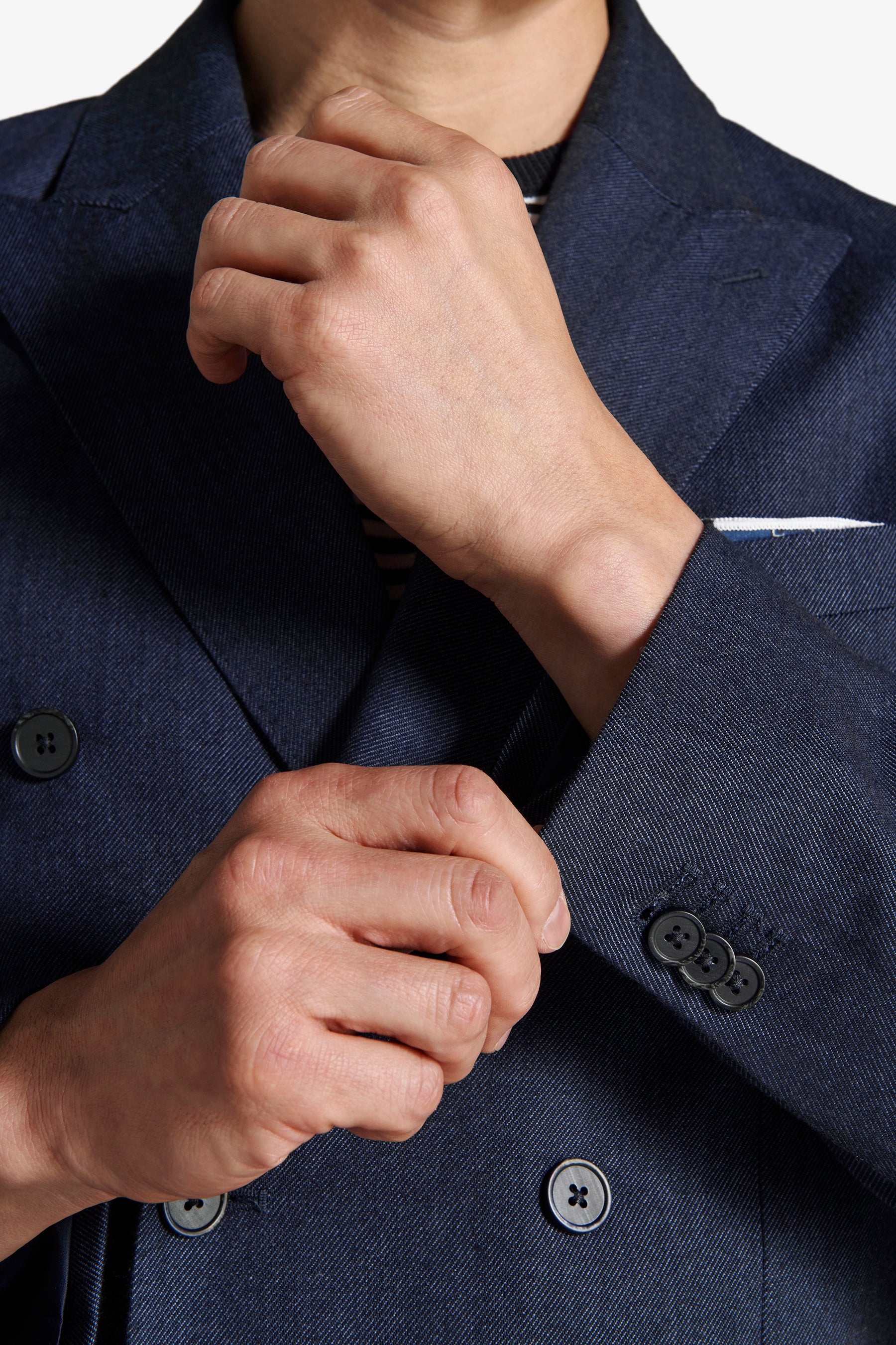 Giacca twill doppiopetto indigo blu