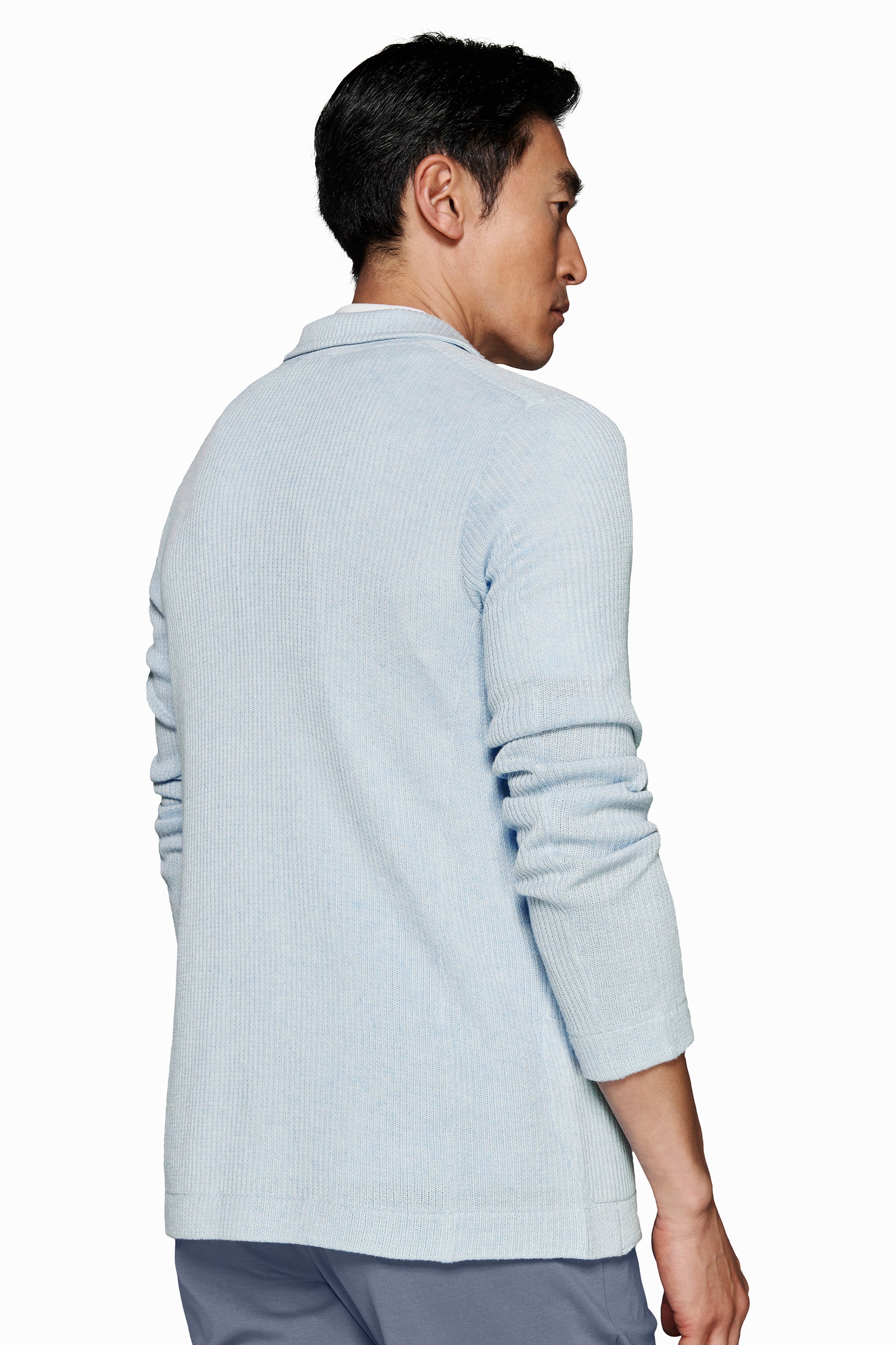 Giacca in maglia costa inglese celeste