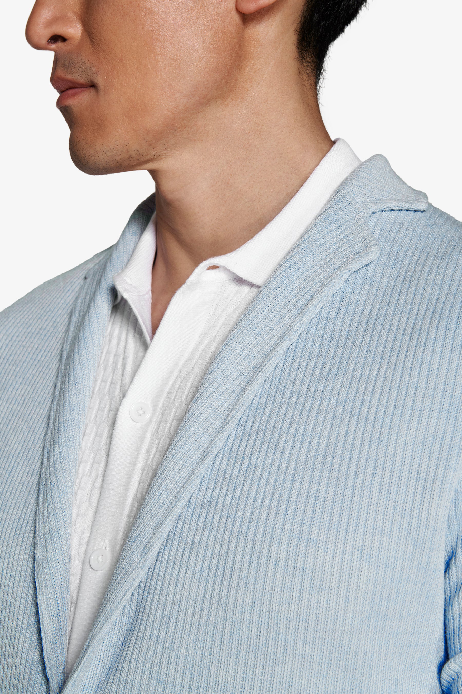 Giacca in maglia costa inglese celeste