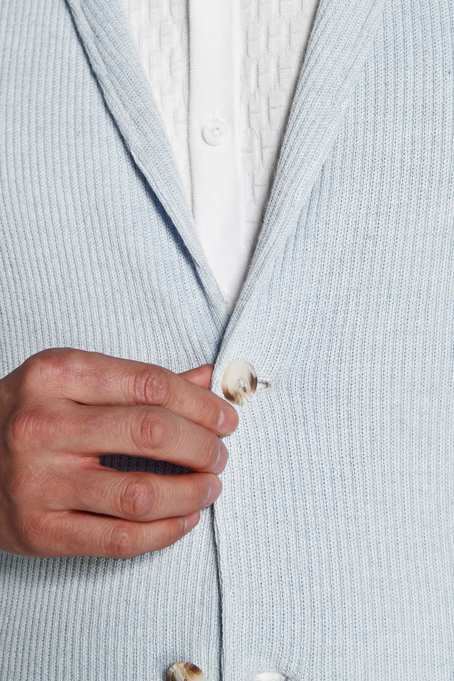 Americana de punto canalé inglés celeste