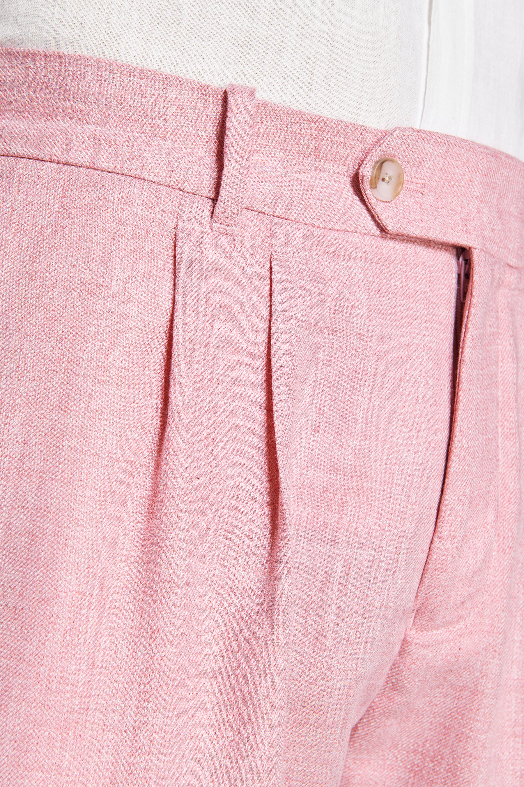 Bermudas mezcla lino con pinzas rosa