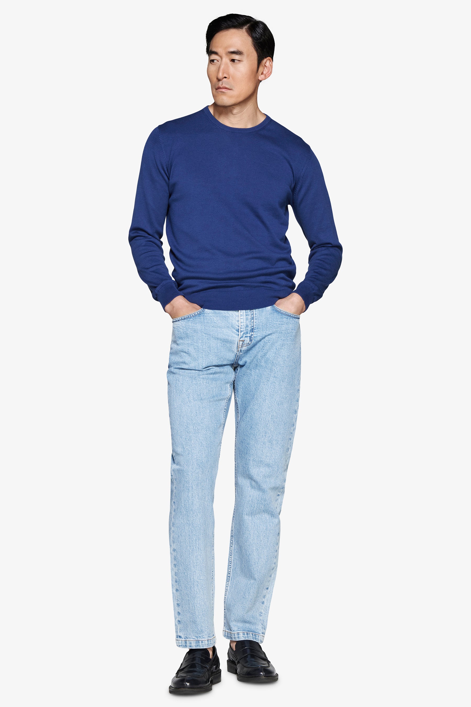 Maglia girocollo basic in cotone royal-Dan John