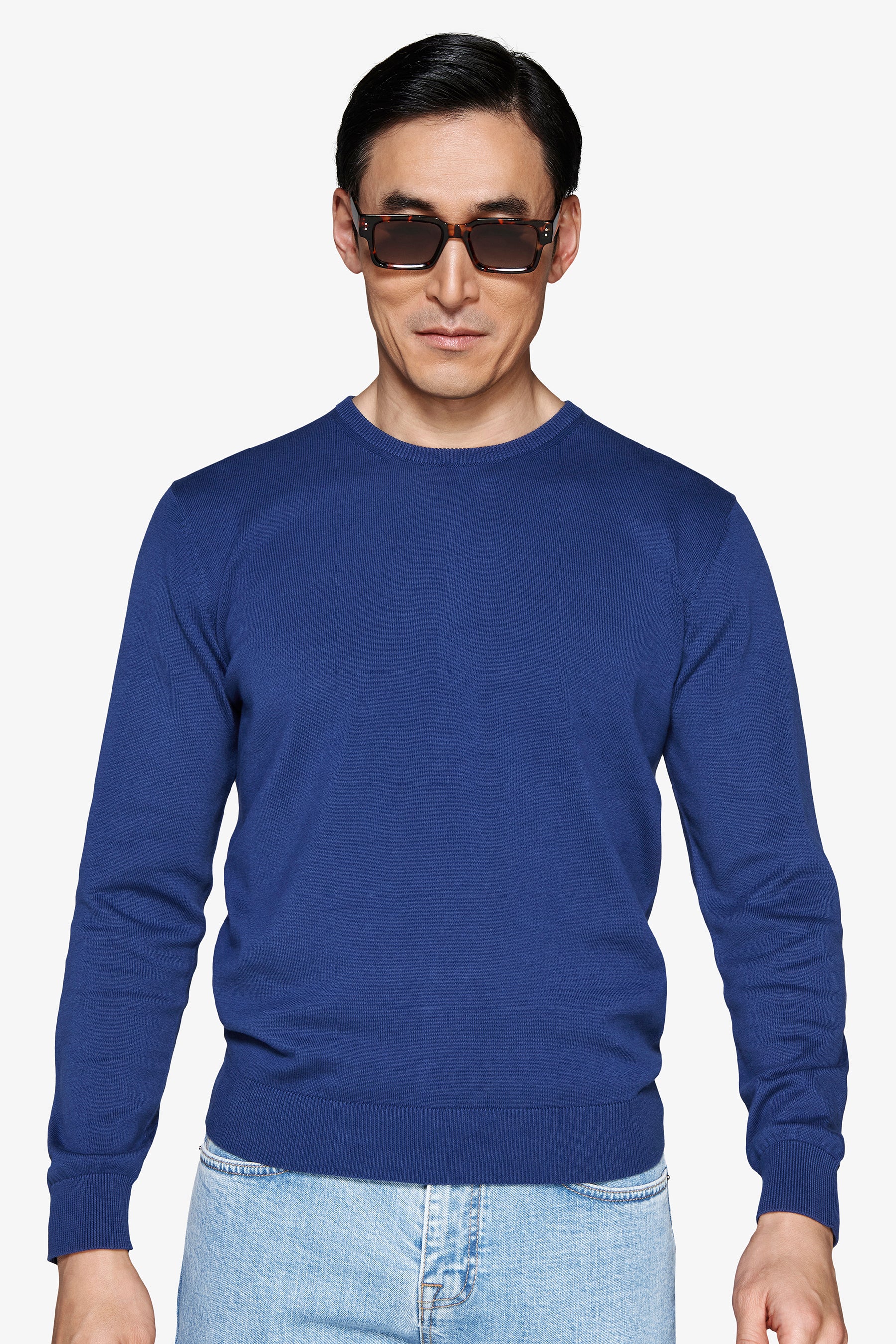 Basic-Pullover mit Rundhalsausschnitt in Royal-Blau