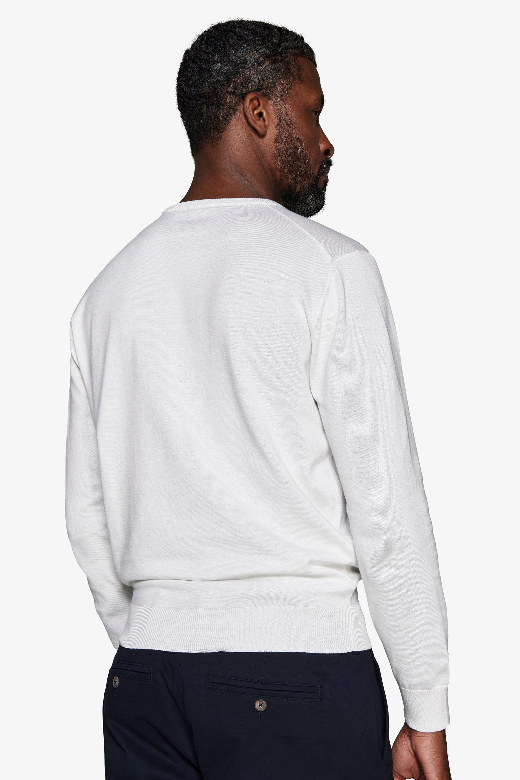 Maglia girocollo basic in cotone panna-Dan John