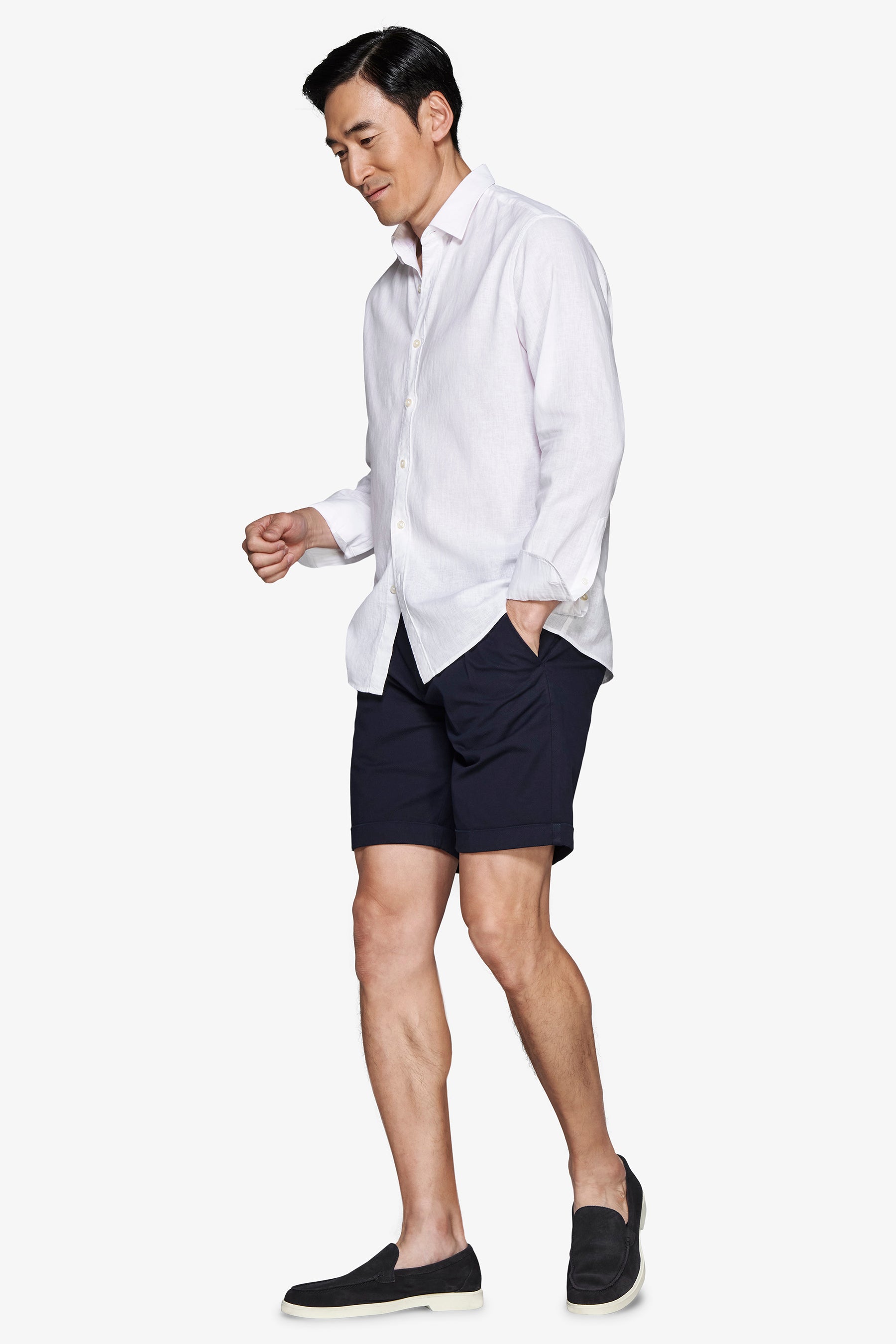 Camisa de mezcla de lino relaxed blanca