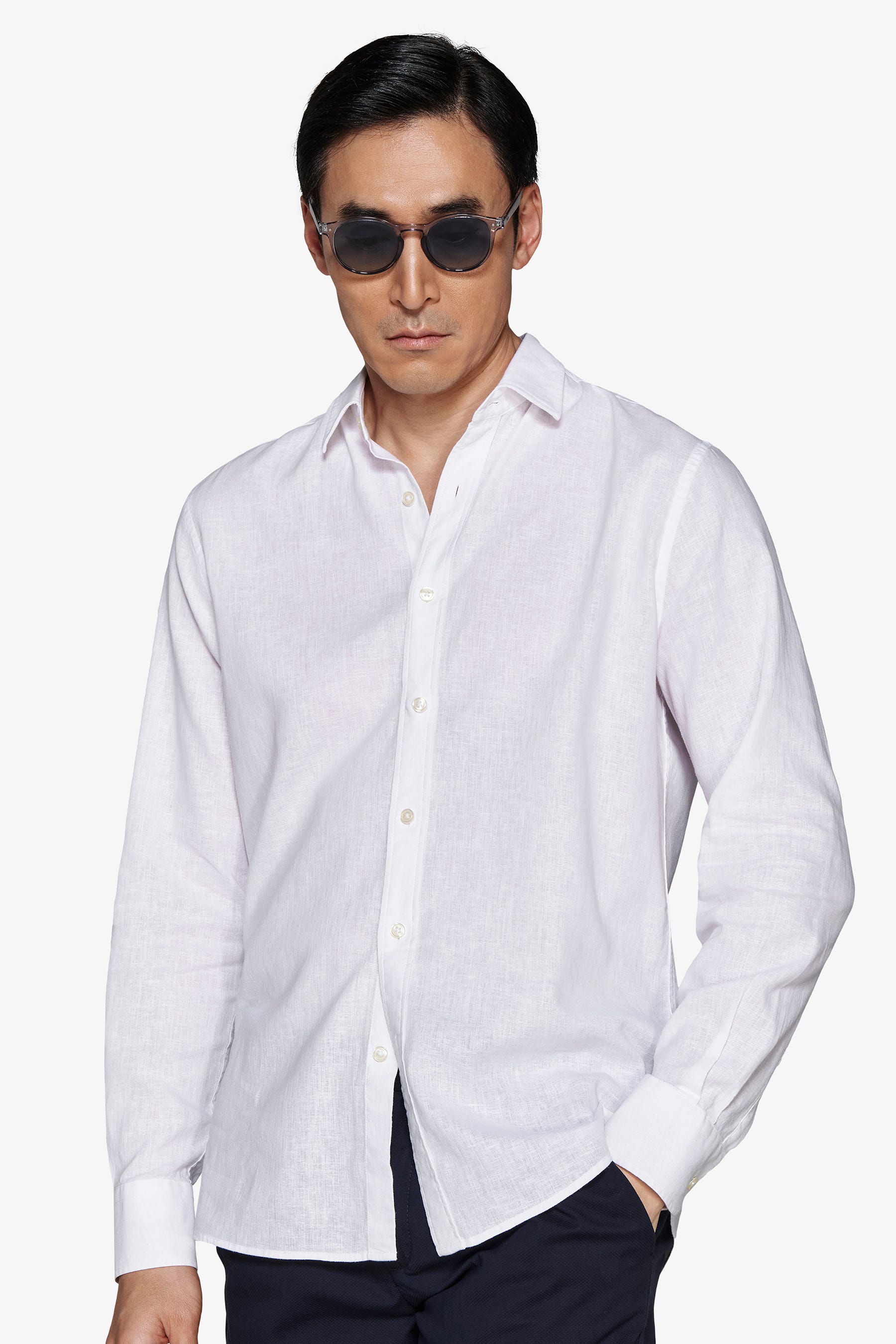 Camicia misto lino relaxed bianca-Dan John