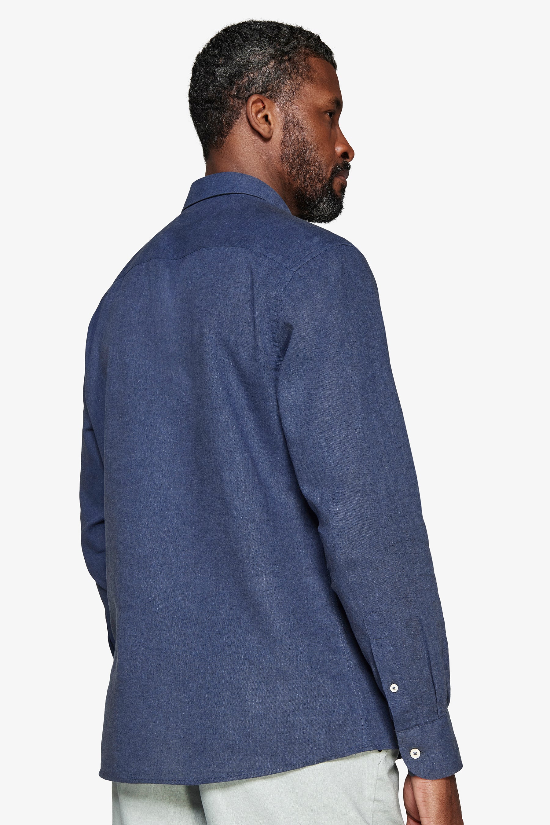 Camisa de mezcla de lino relaxed azul