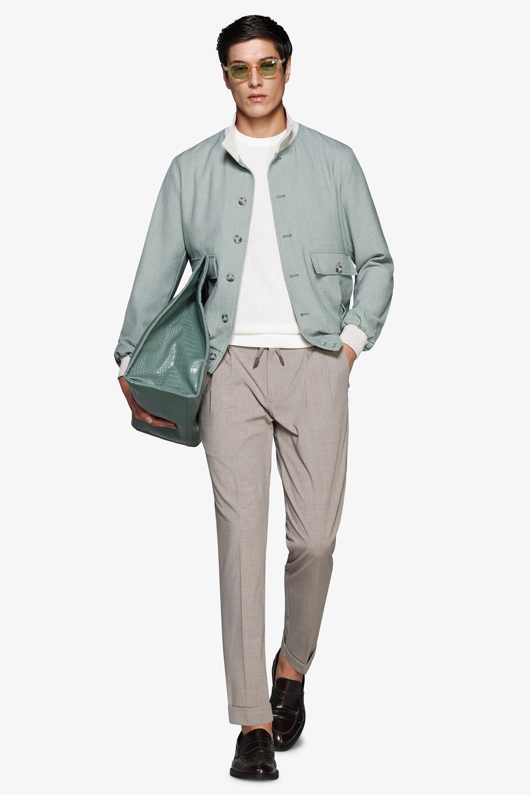 Short sage bomber jacket