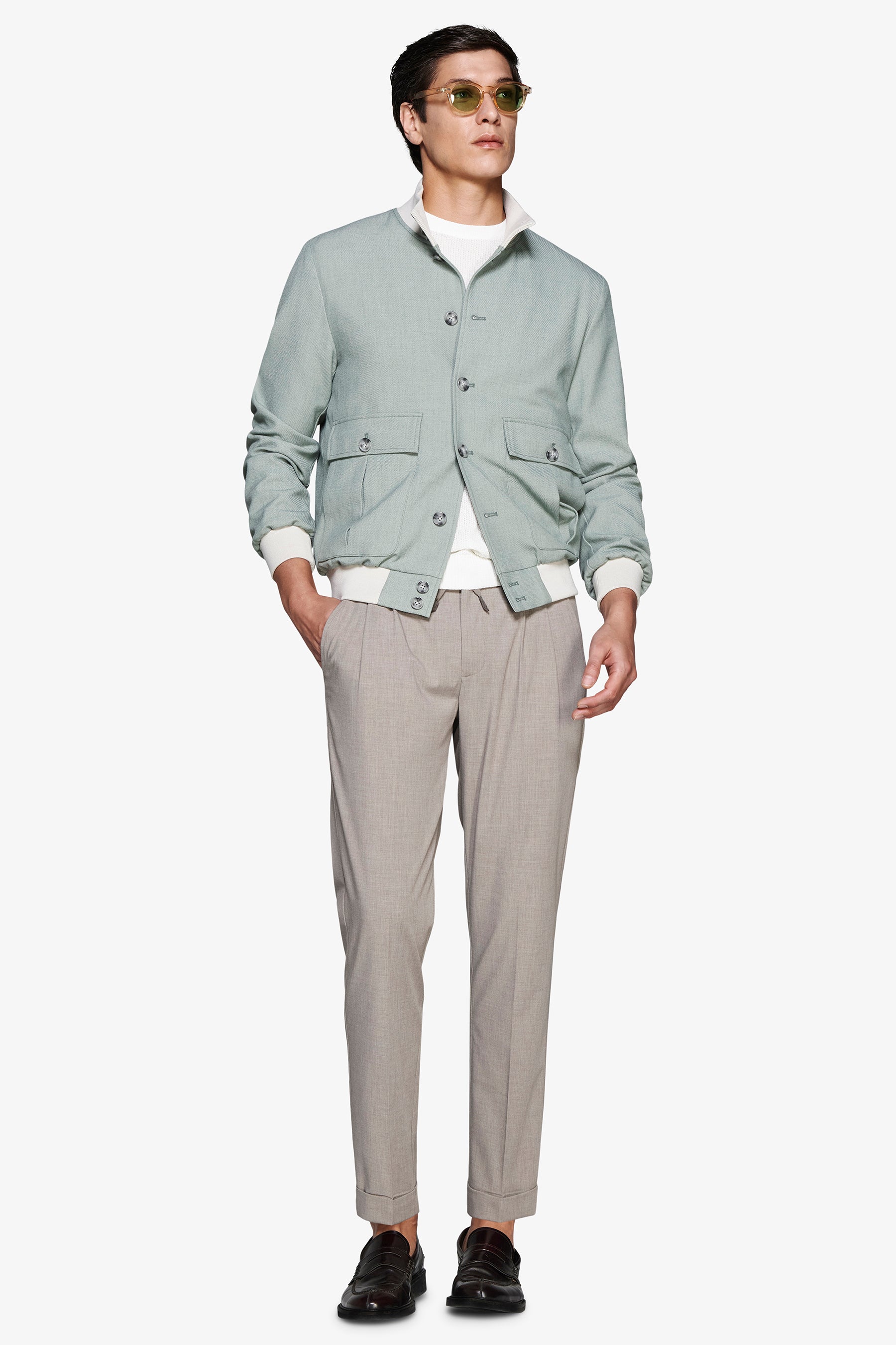 Cazadora bomber corta salvia