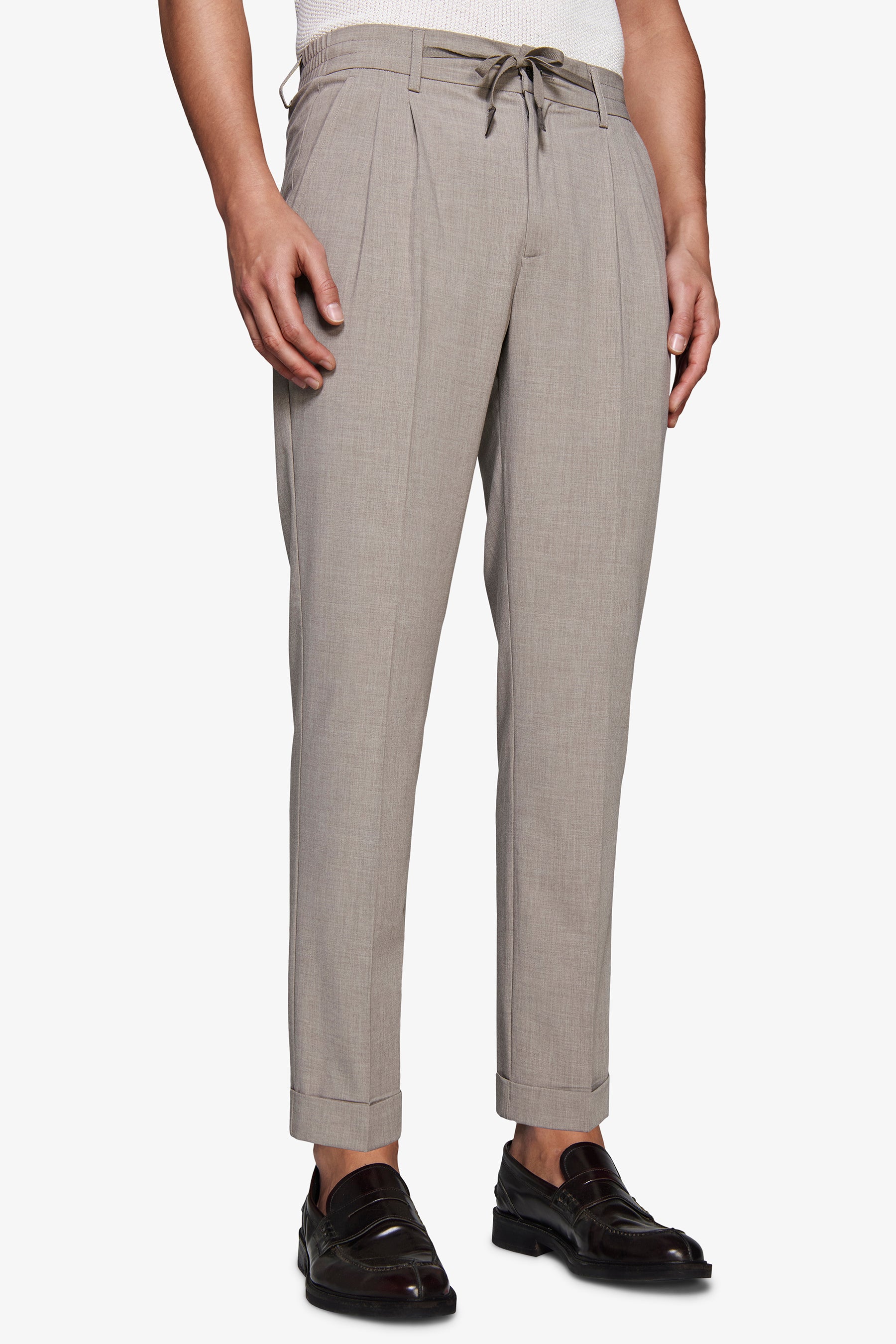 Hose aus meliertem Canvas in Taupe