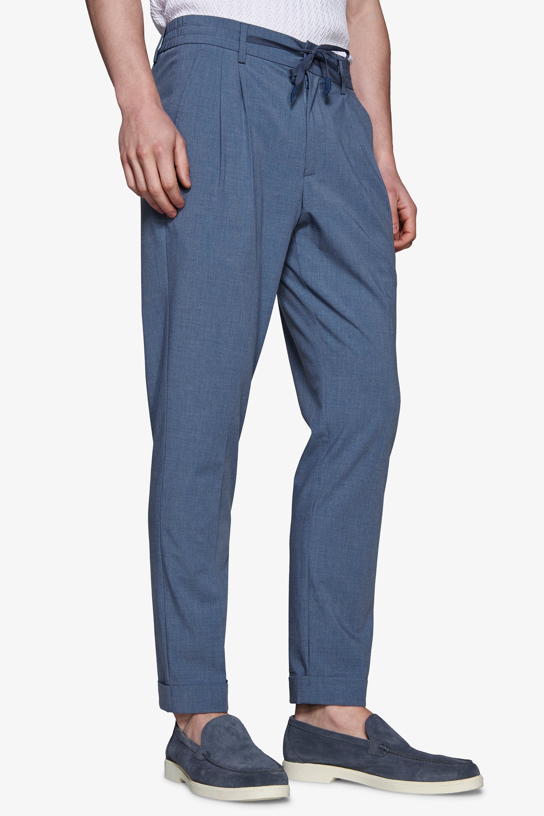 Hose aus meliertem Canvas in Avion-Blau