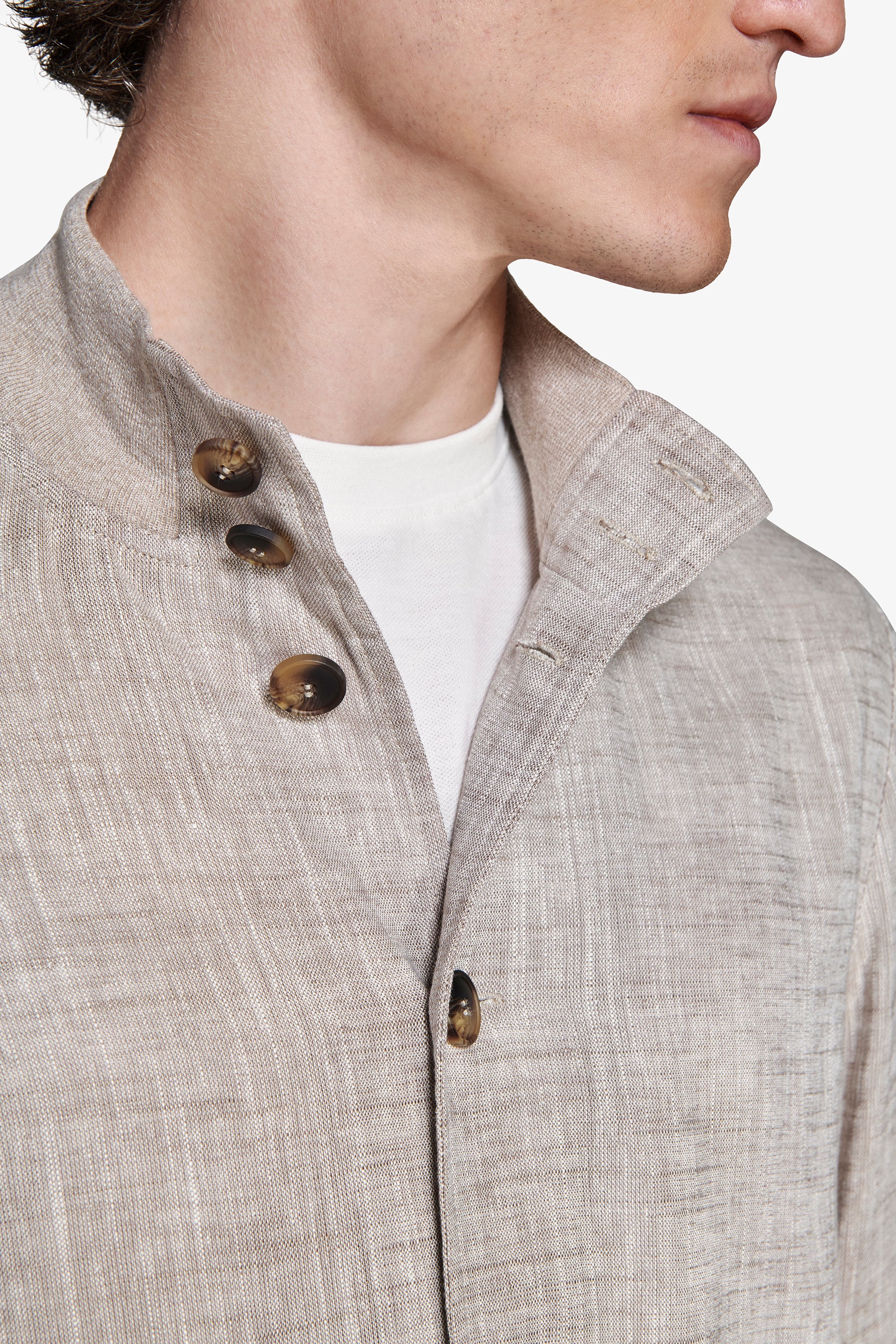Taupe linen blend bomber jacket