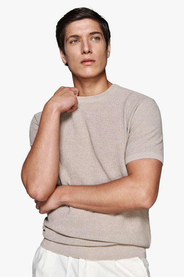 Maglia misto lino armaturata tortora-Dan John