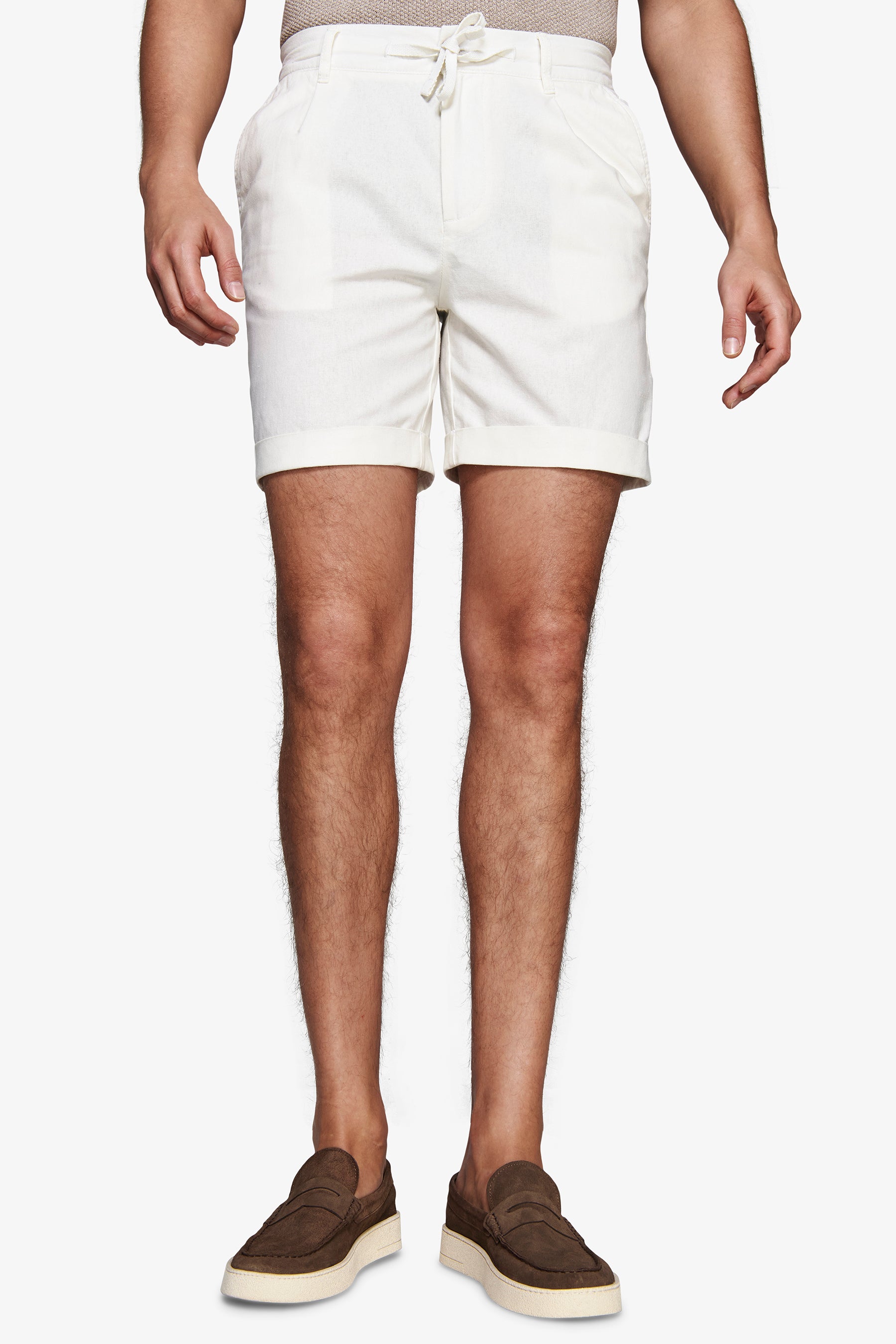 Bermuda misto lino bianco