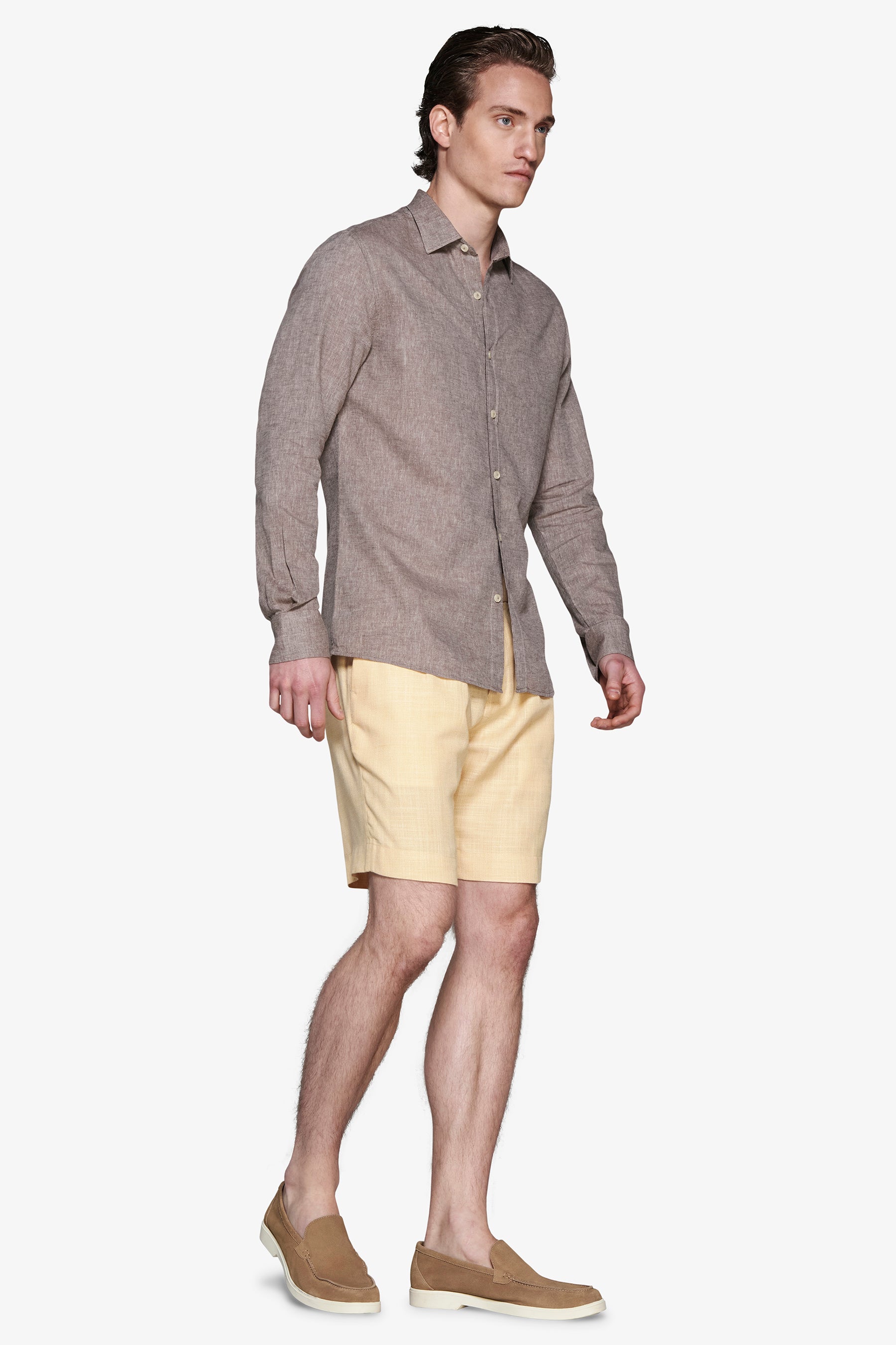 Camicia misto lino relaxed tortora-Dan John