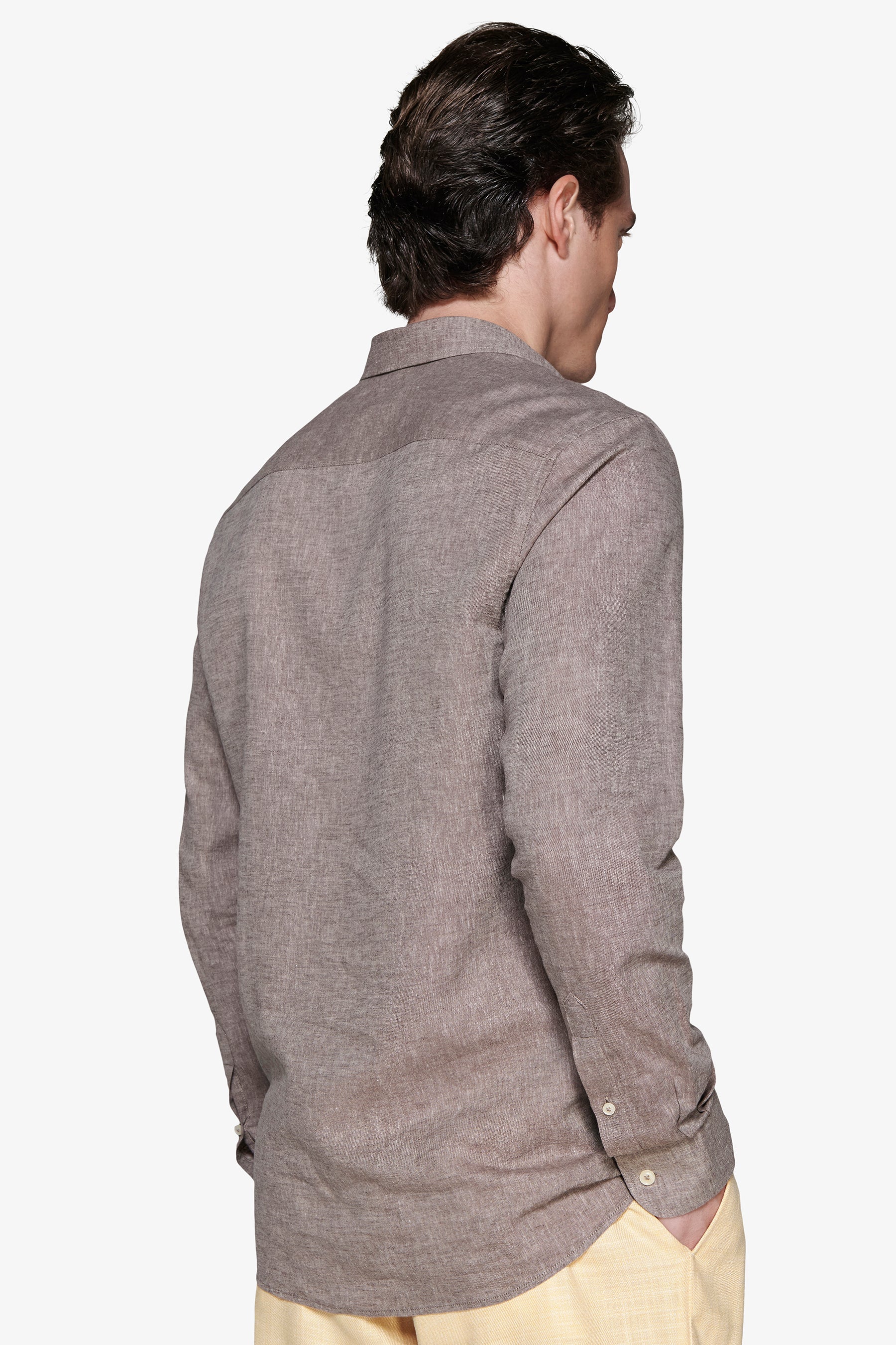 Camicia misto lino relaxed tortora-Dan John