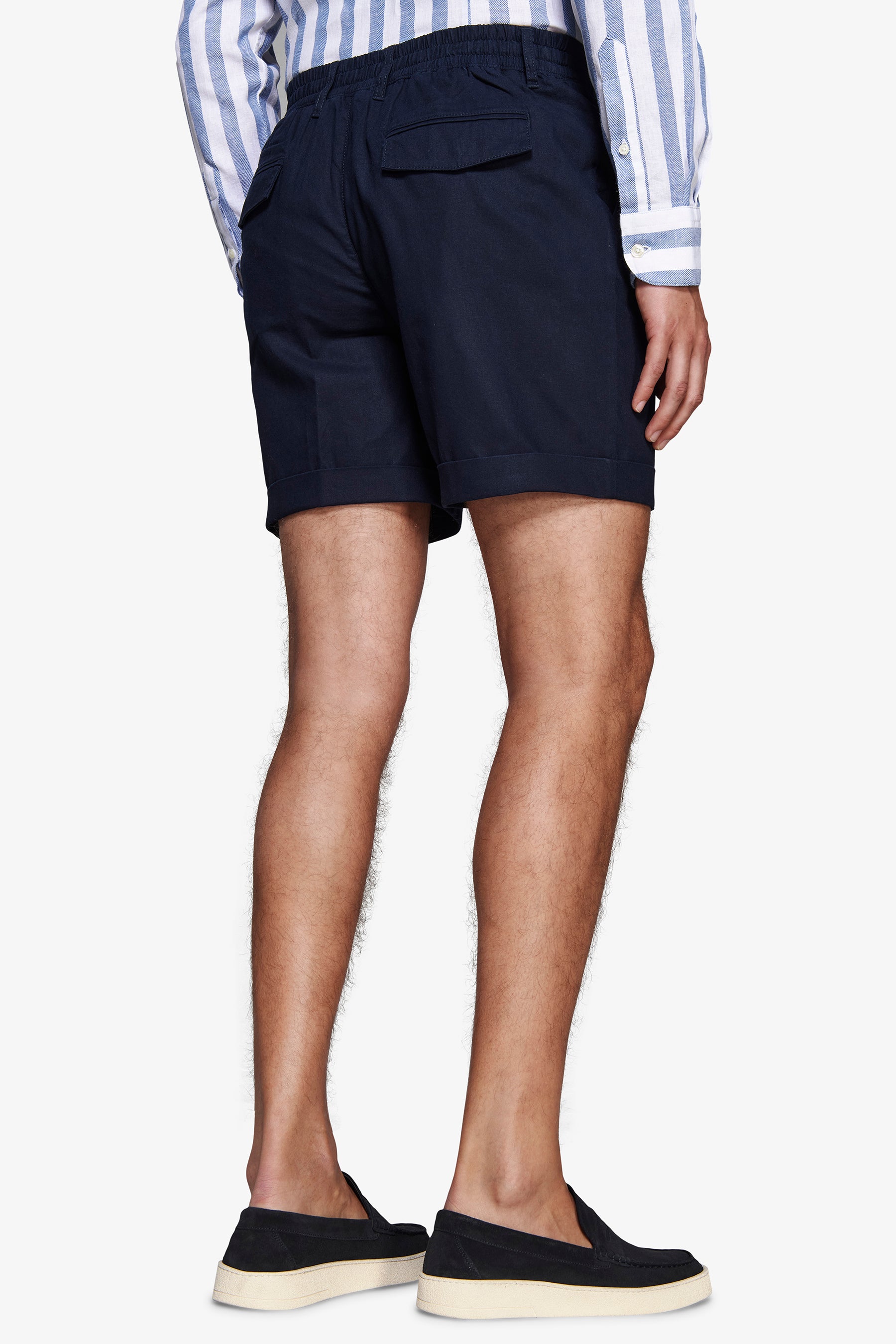 Blue linen blend Bermuda shorts