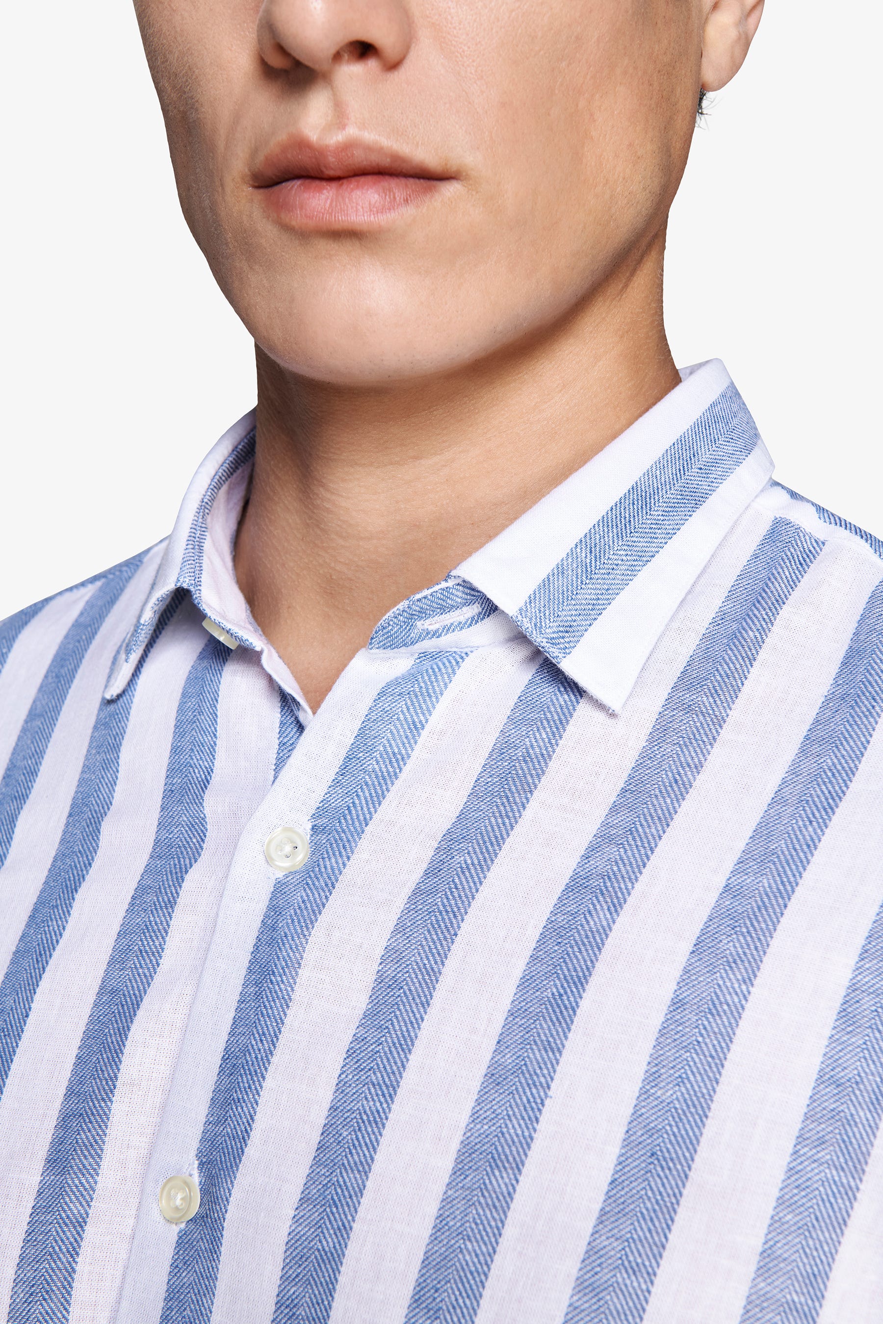 Royal blue linen blend Herringbone shirt