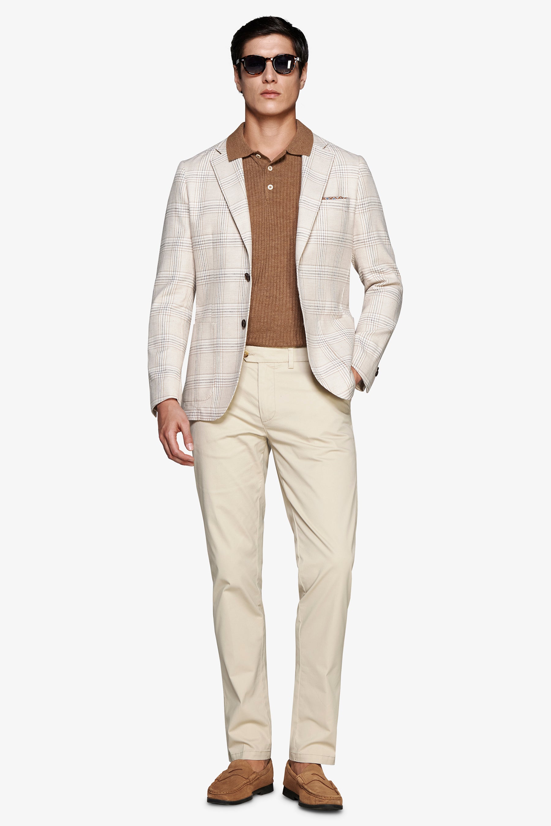 Giacca misto lino overcheck sabbia
