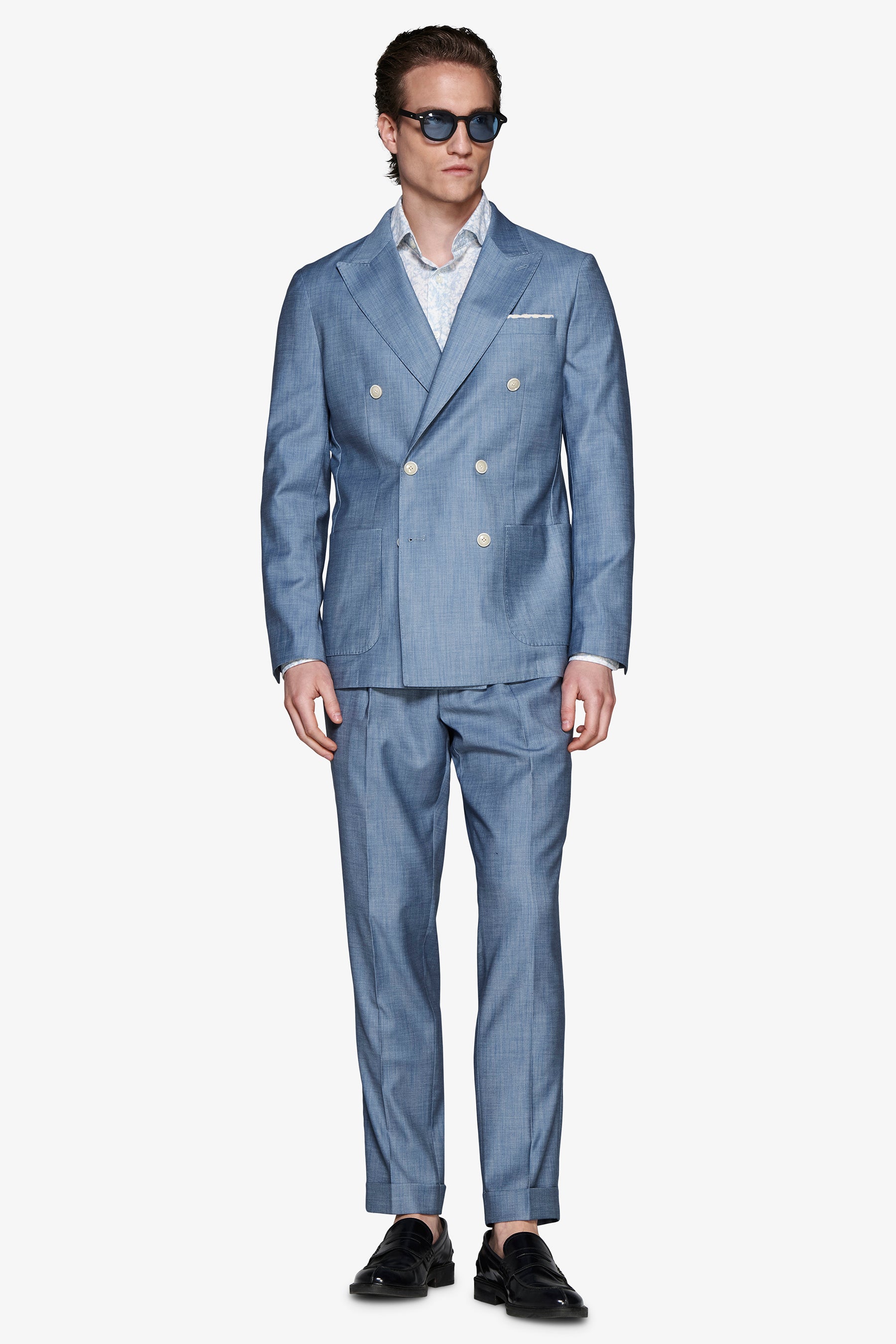 Zweireihiges Jackett in Denim-Optik