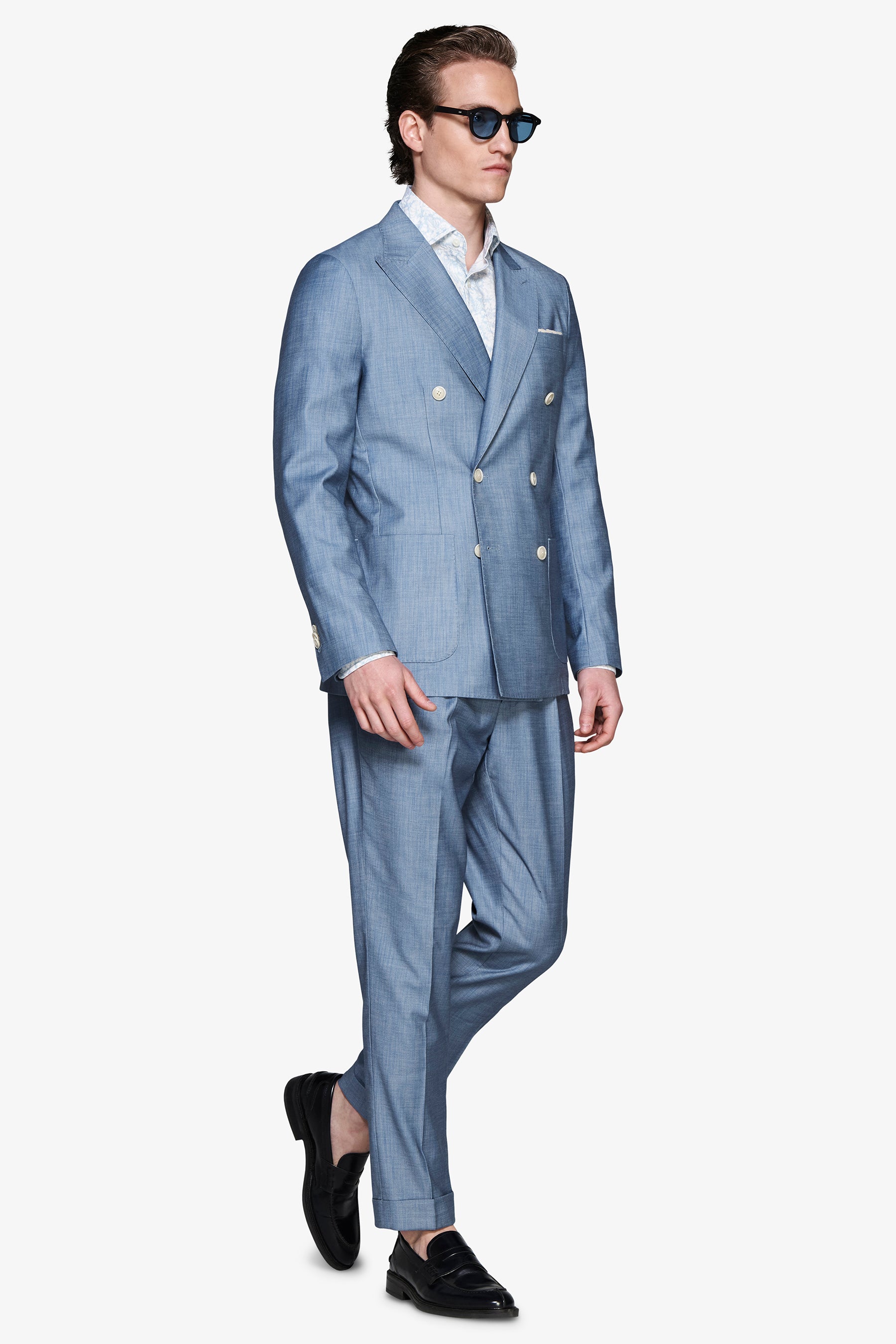 Zweireihiges Jackett in Denim-Optik