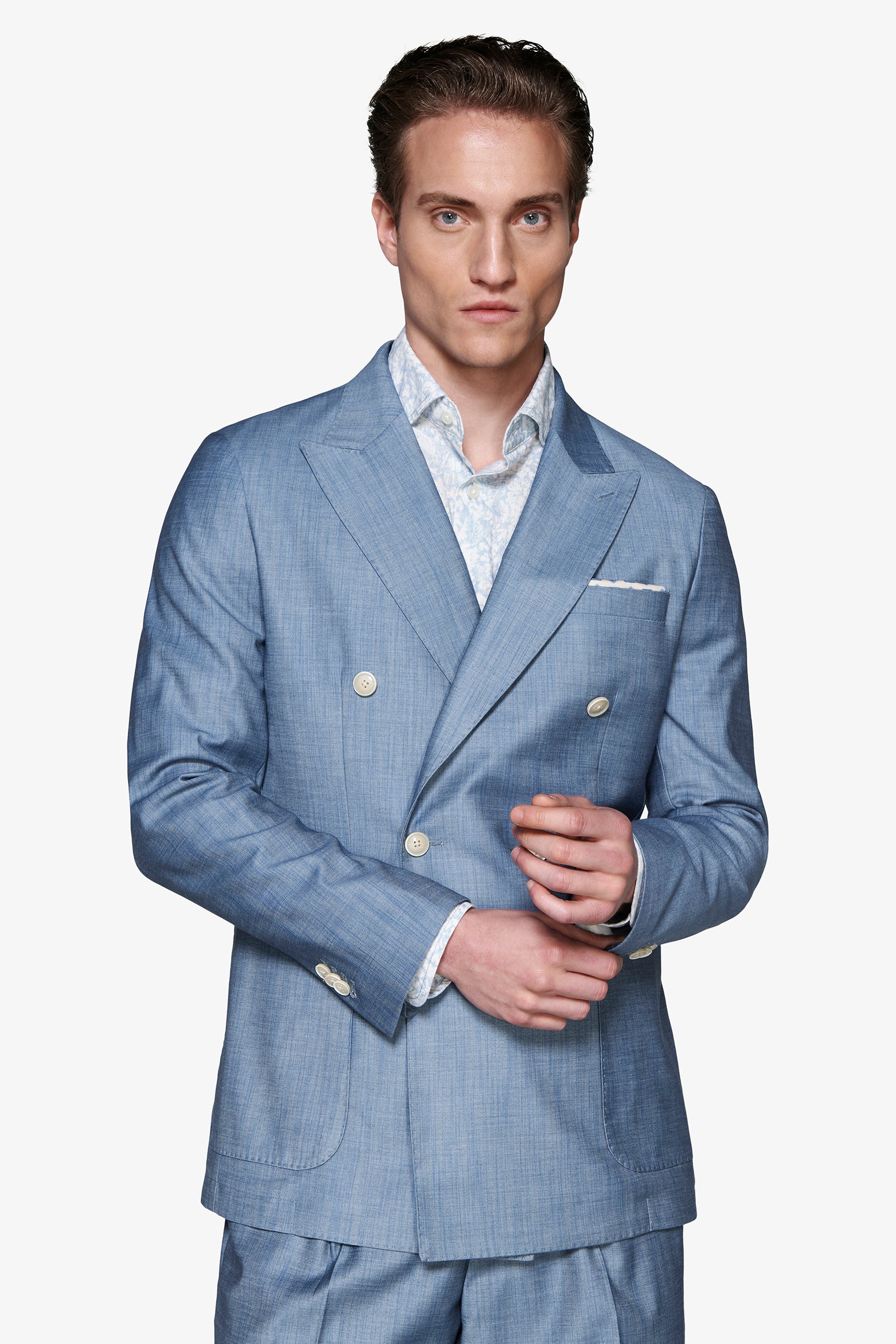 Zweireihiges Jackett in Denim-Optik