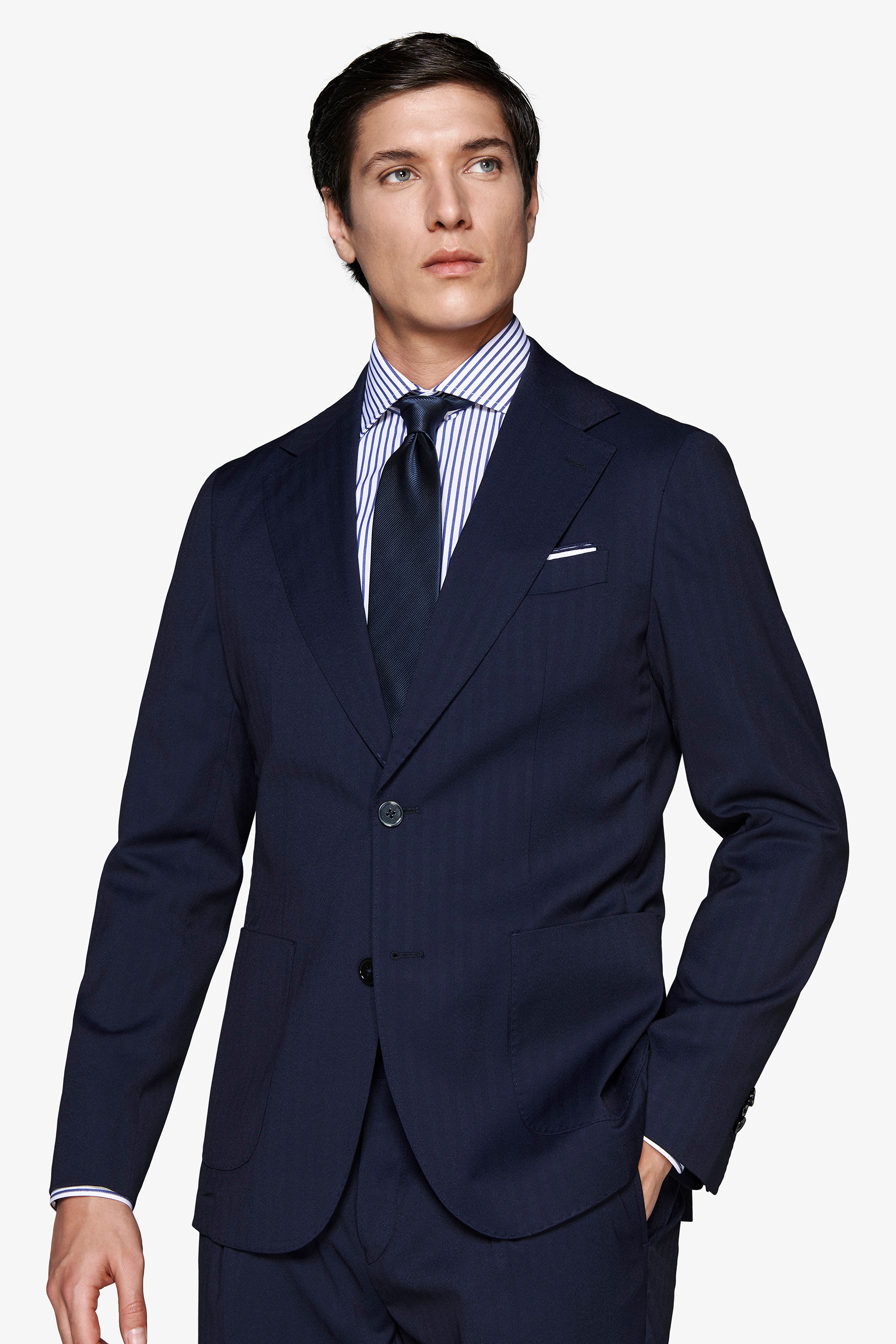 Giacca Herringbone blu-Dan John