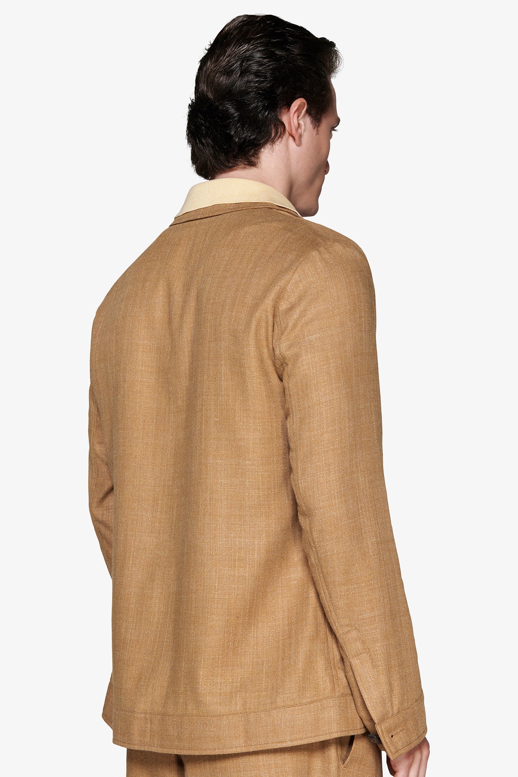 Tobacco linen blend overshirt