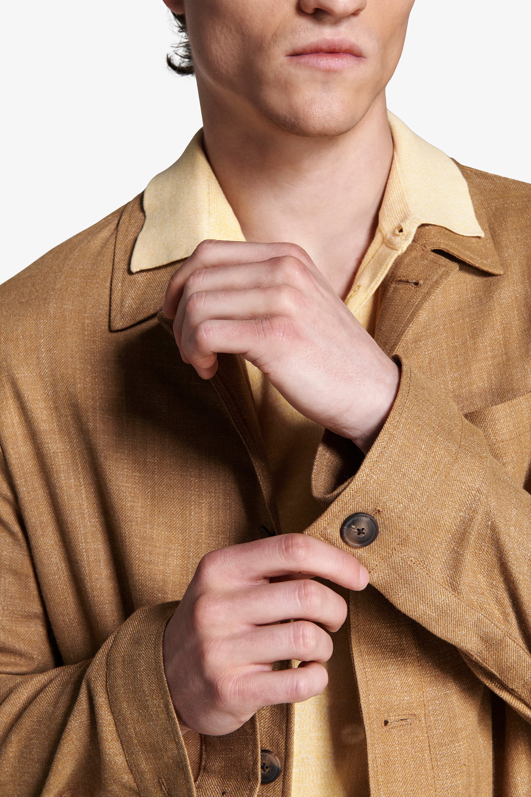 Tobacco linen blend overshirt