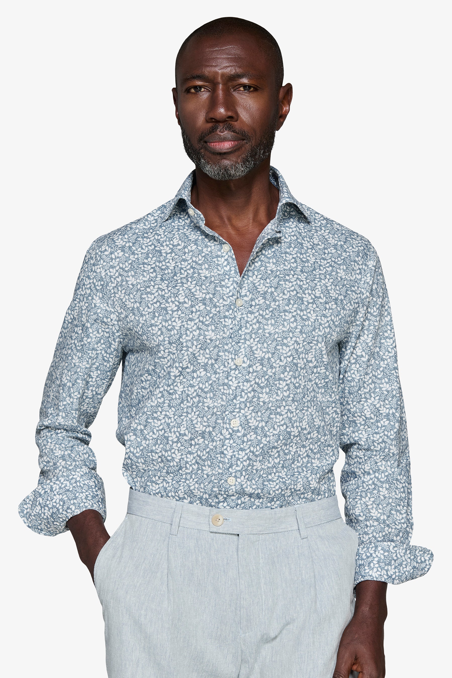 Avion floral print linen blend shirt