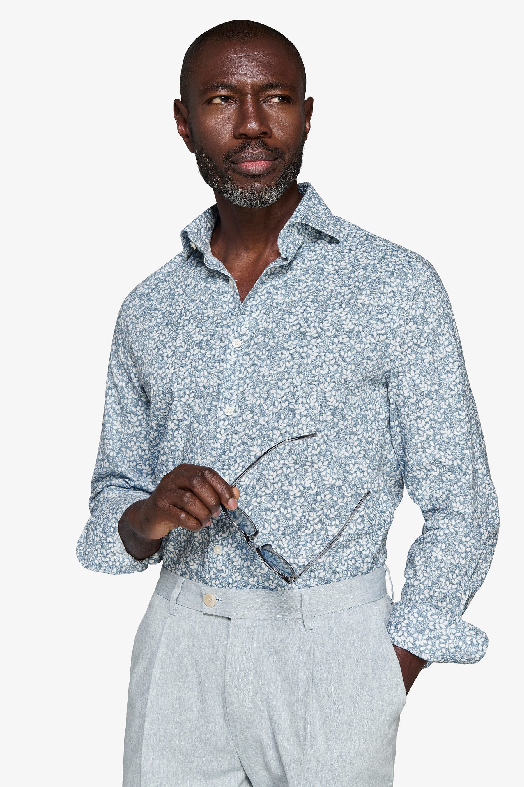 Avion floral print linen blend shirt