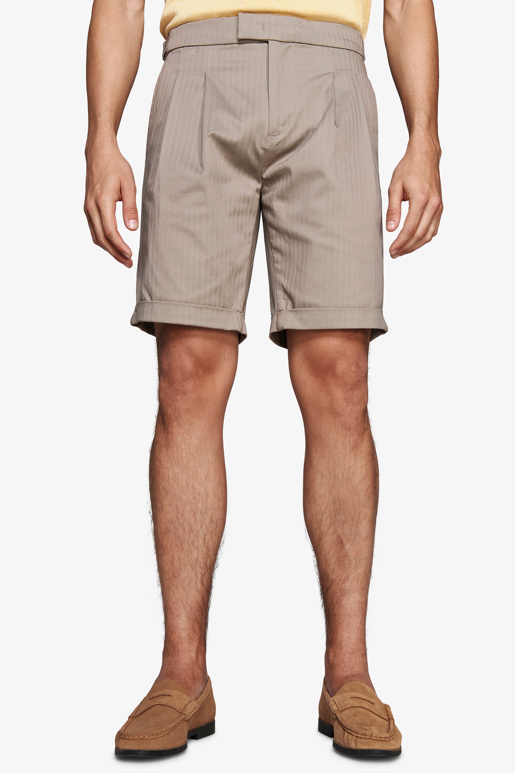 Taupe Herringbone Bermuda shorts