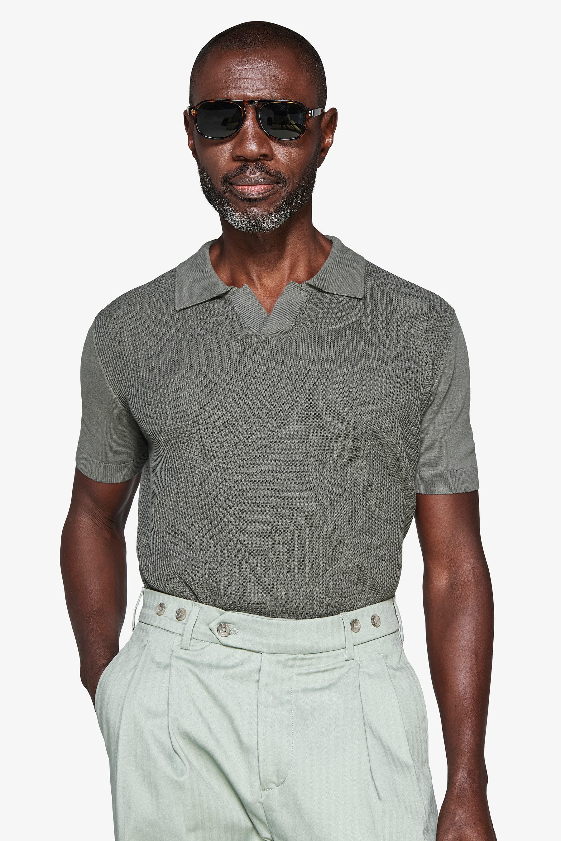 Polo in maglia armaturata verde-Dan John