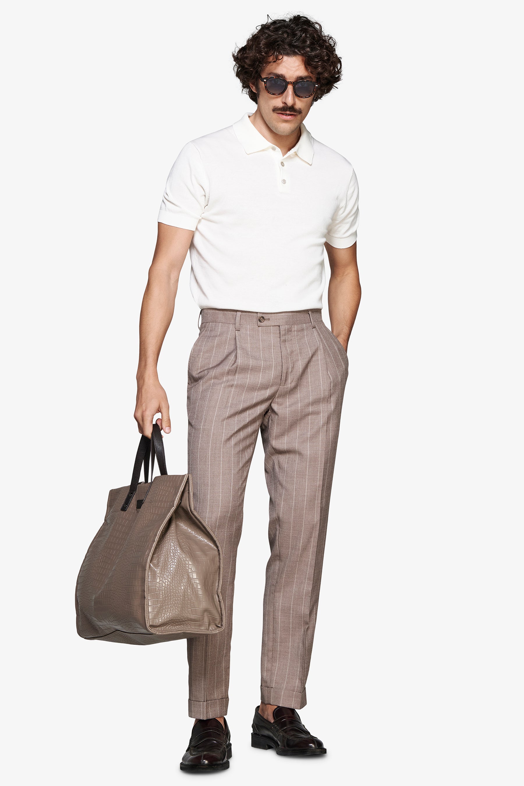 Polo in maglia basic in cotone bianca-Dan John