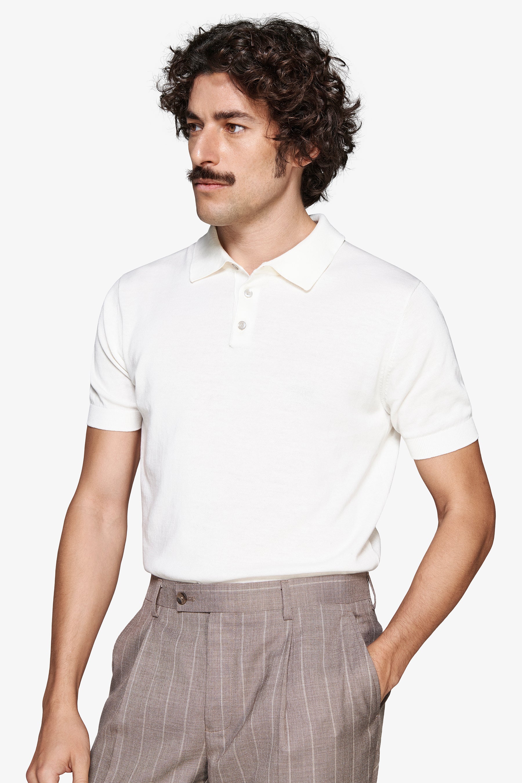 Polo in maglia basic in cotone bianca-Dan John