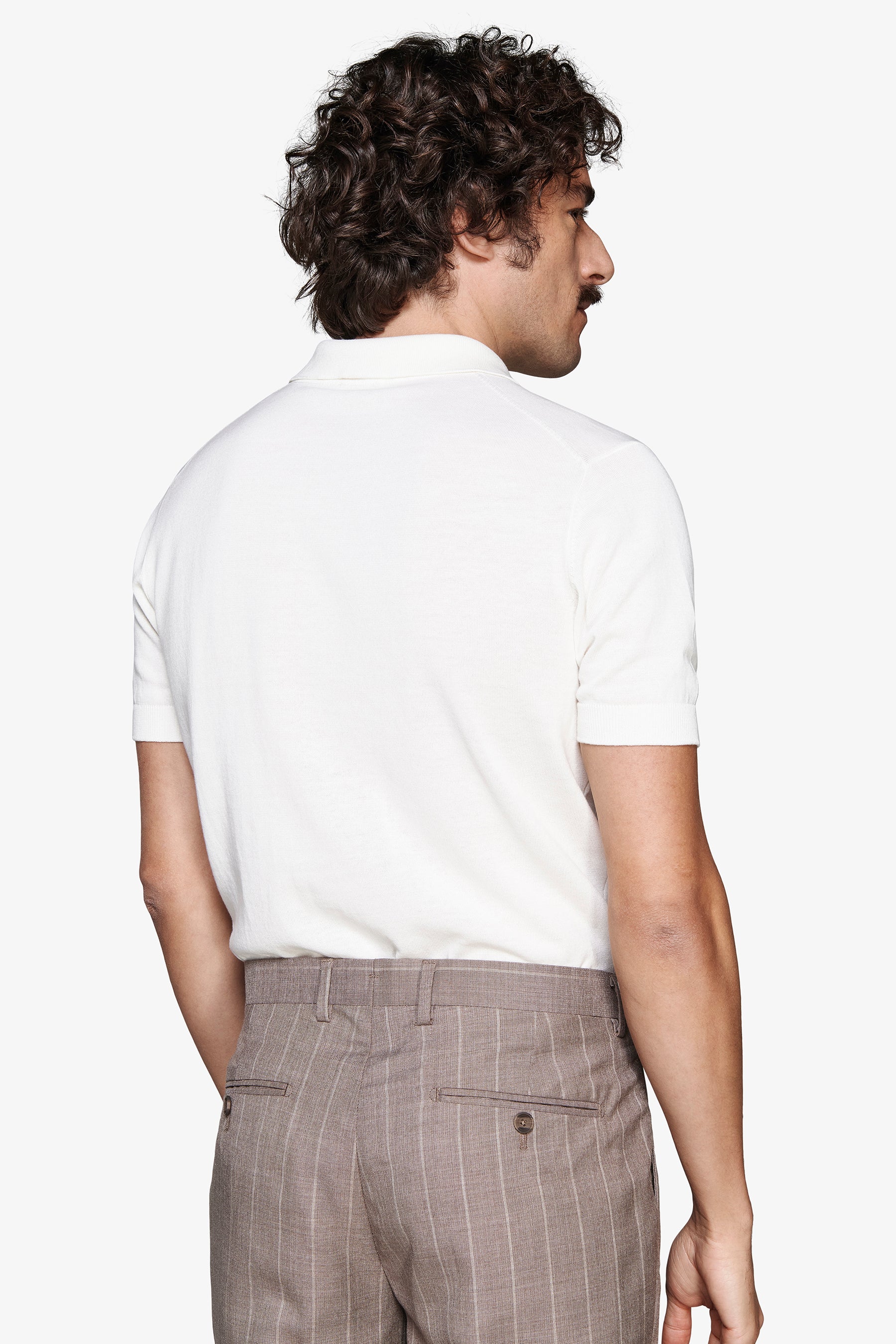 Polo in maglia basic in cotone bianca-Dan John