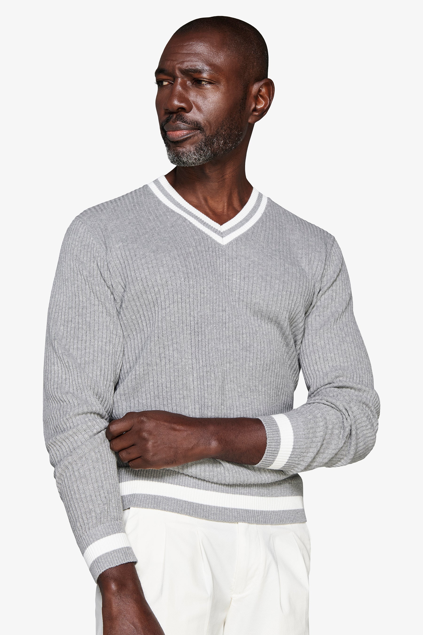Maglia scollo a V grigia DNJ-Dan John