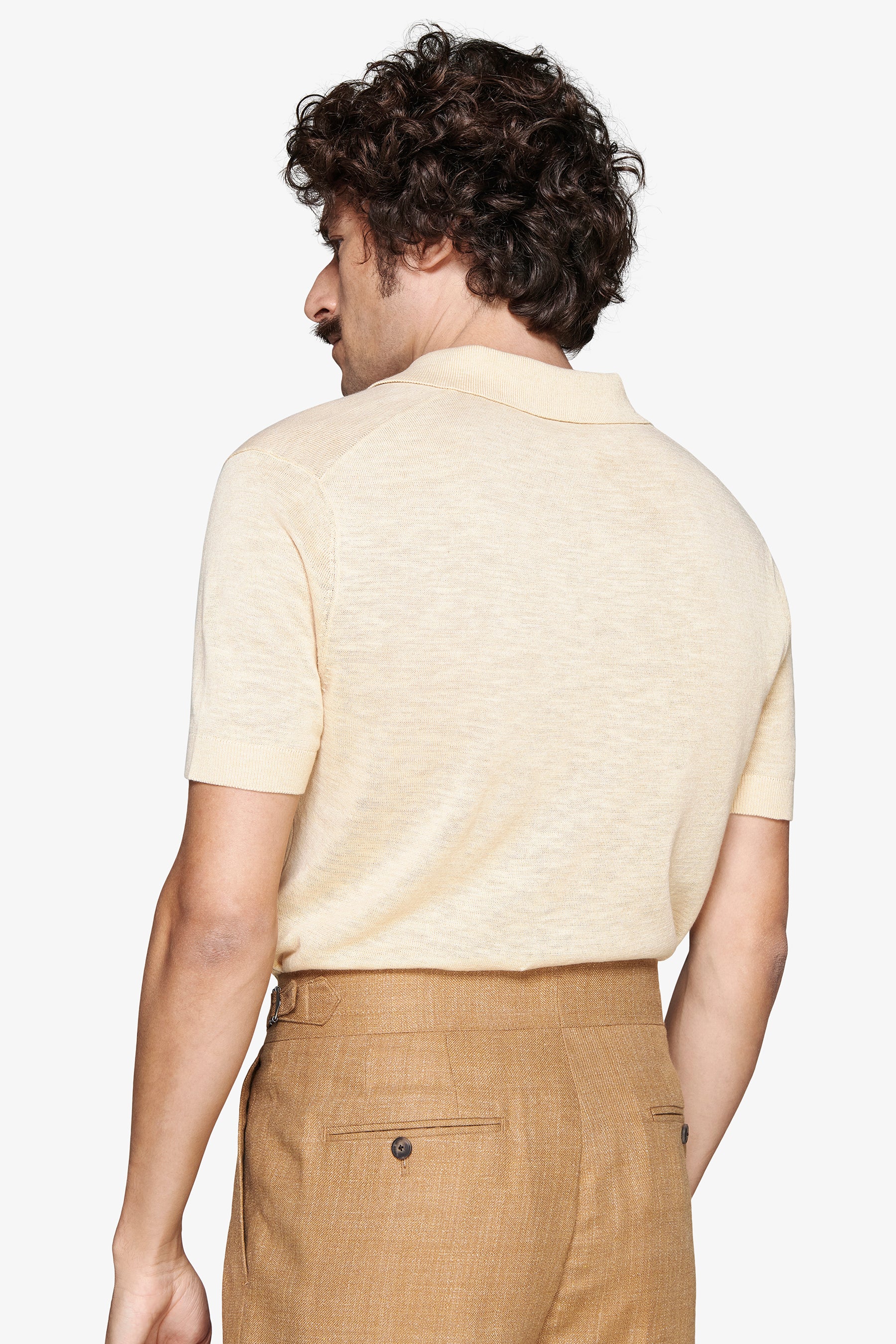 Polo in maglia misto lino gialla
