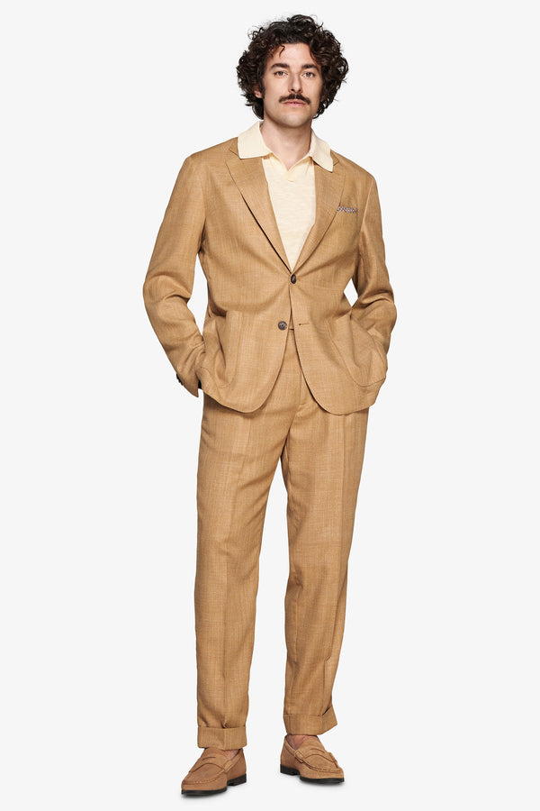 Tobacco linen blend blazer