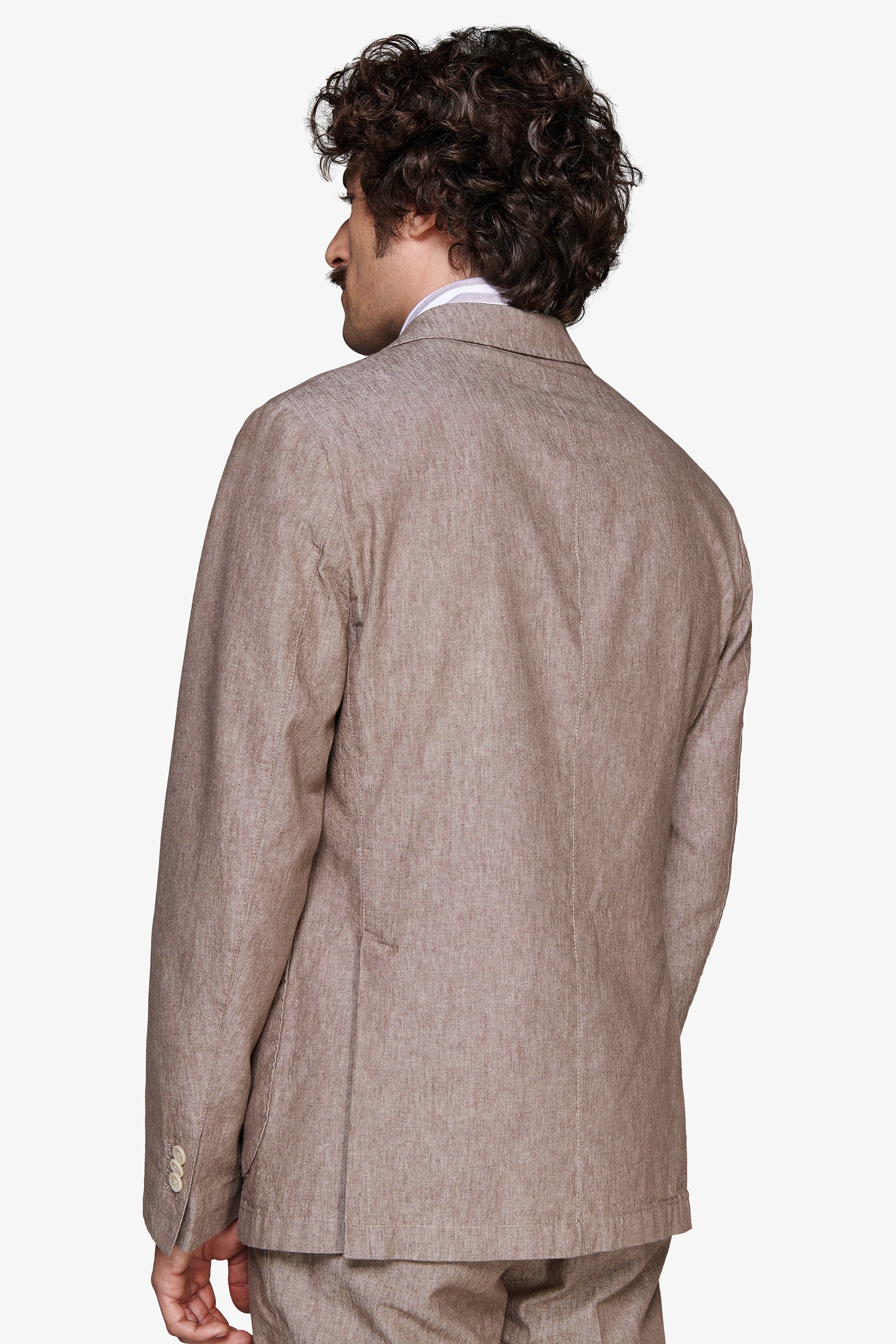 Giacca misto lino fiammata tortora