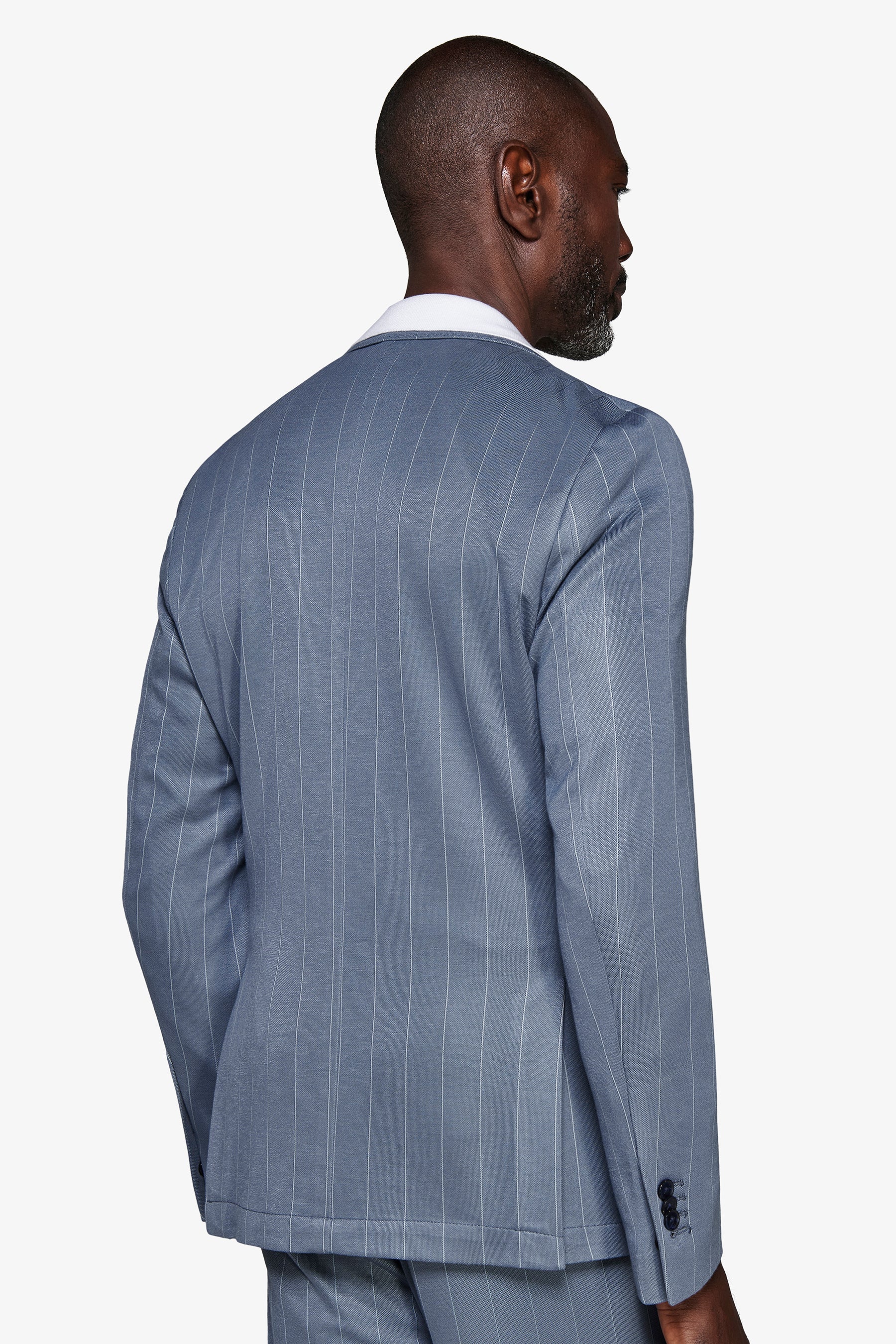 Veste bleu turquoise à fines rayures en jersey