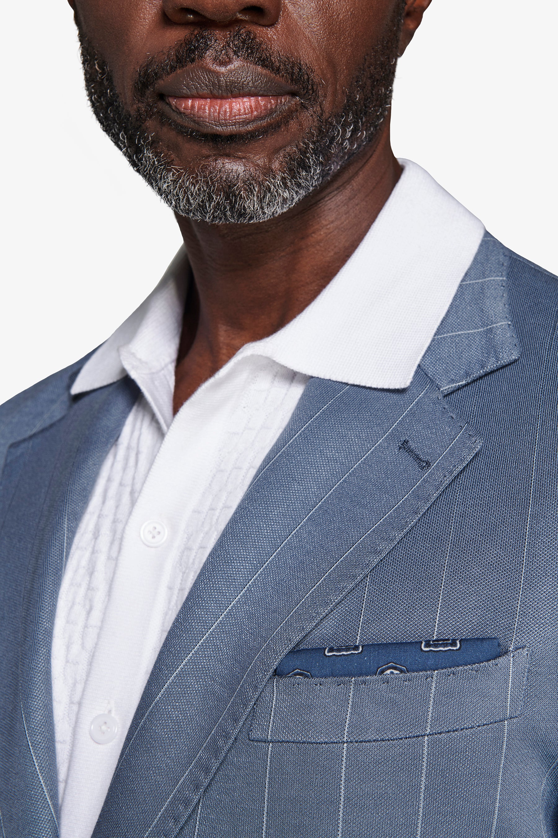 Veste bleu turquoise à fines rayures en jersey