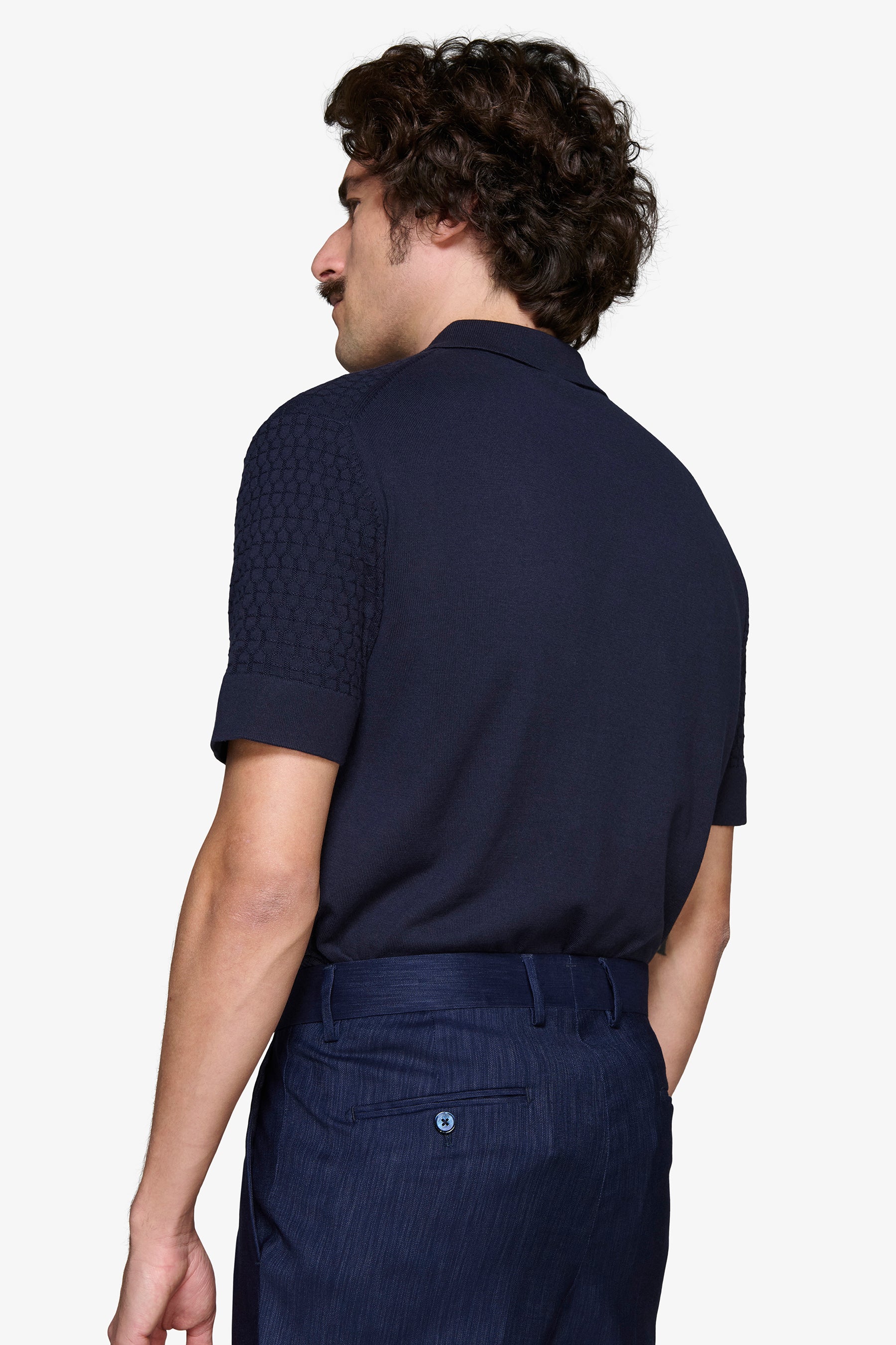 Camicia in maglia punto mattoncino blu