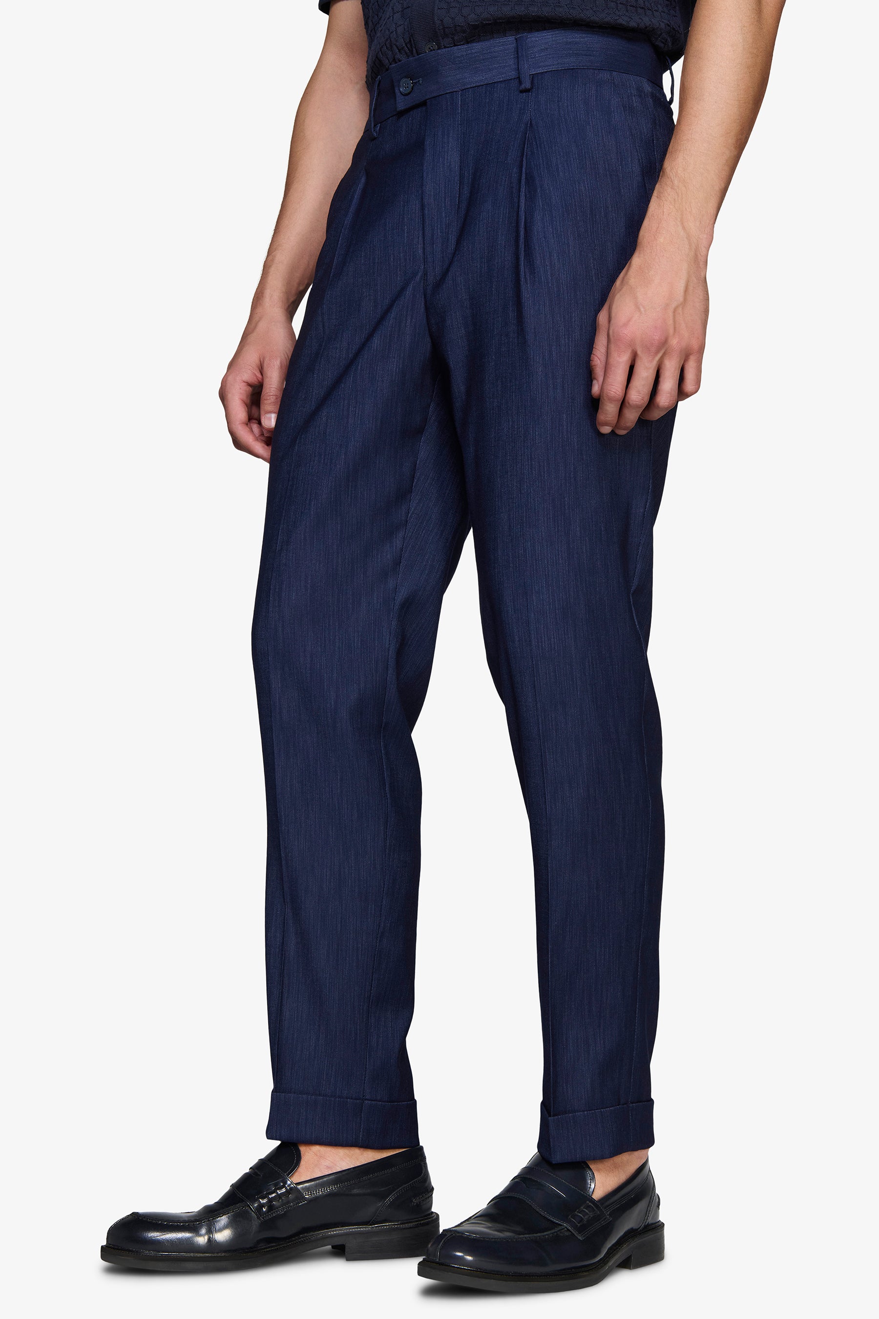 Pantaloni effetto denim blu scuro