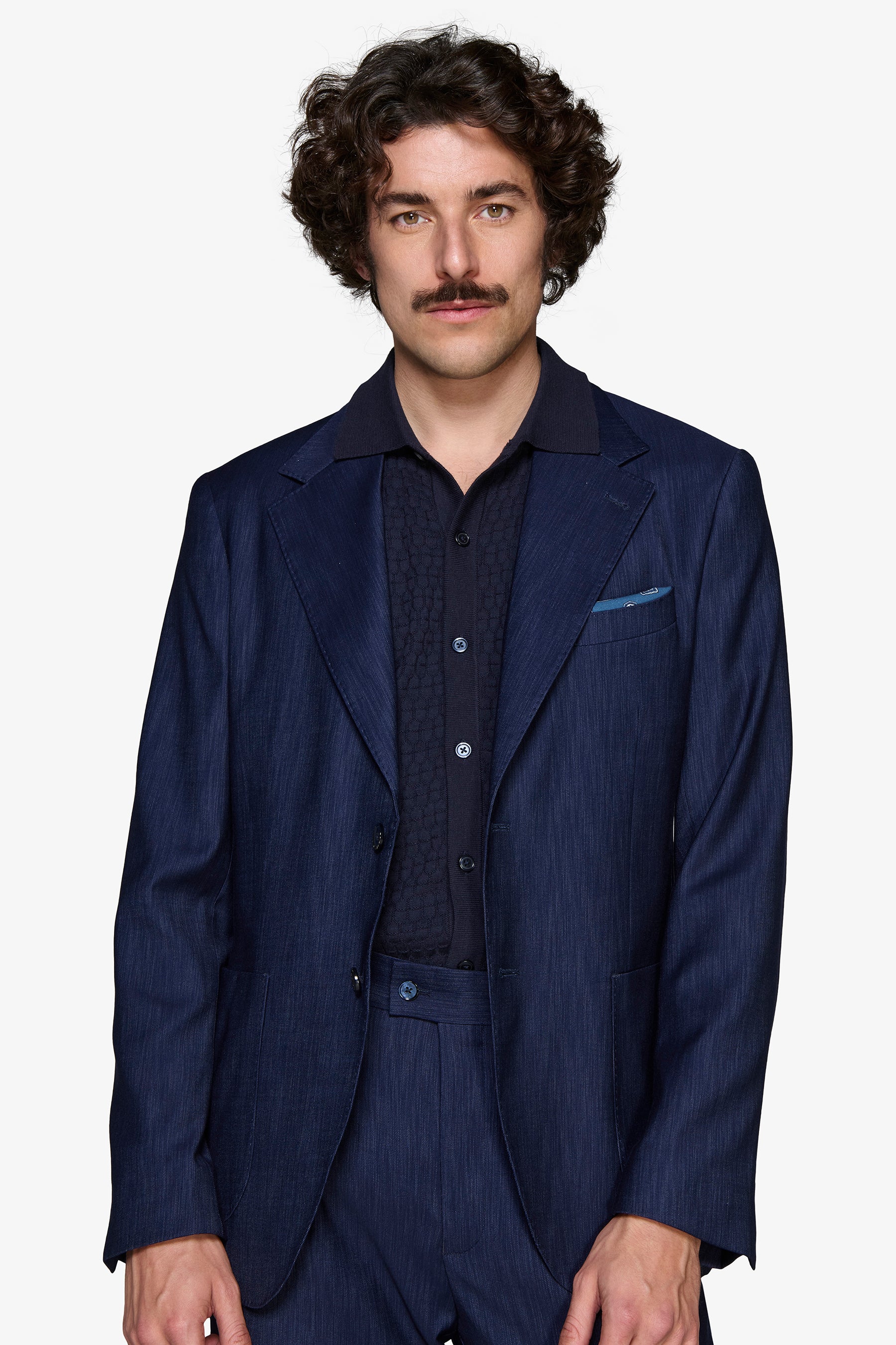 MODULARE DUNKELBLAUE JACKE MIT DENIM-EFFEKT