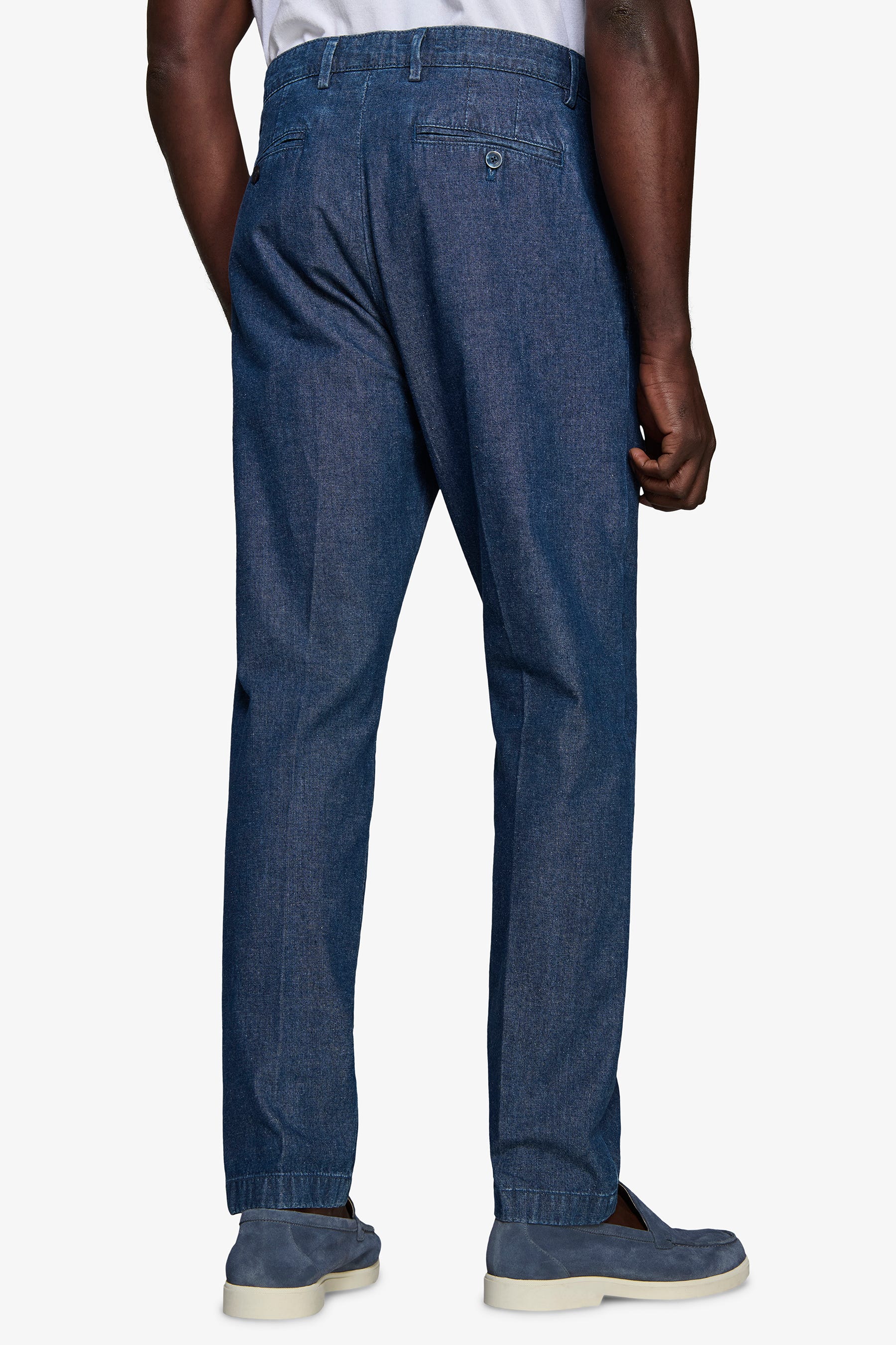 Pantaloni doppia pinces chambray-Dan John