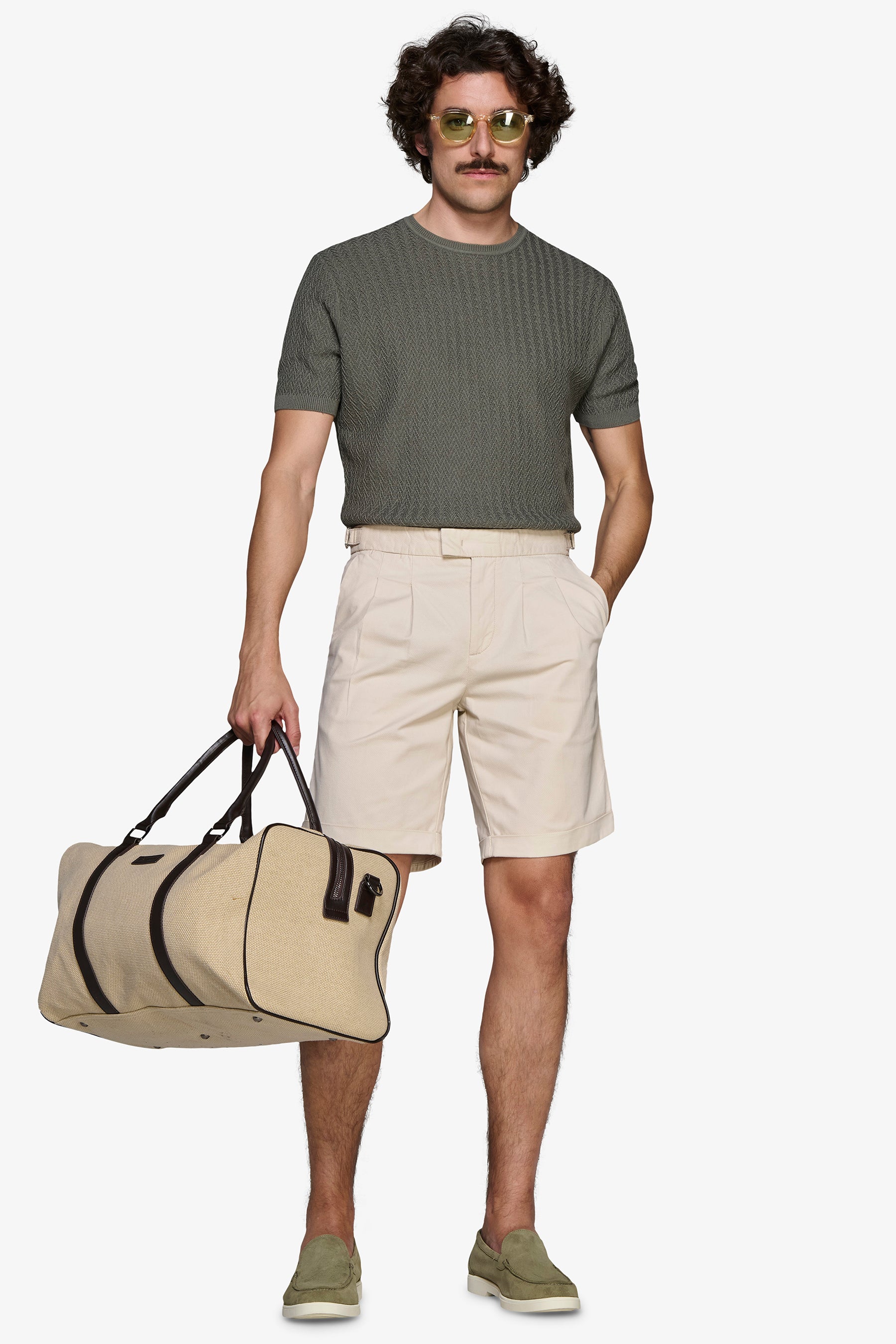 Rundhals-Pullover verstärkt in Grün